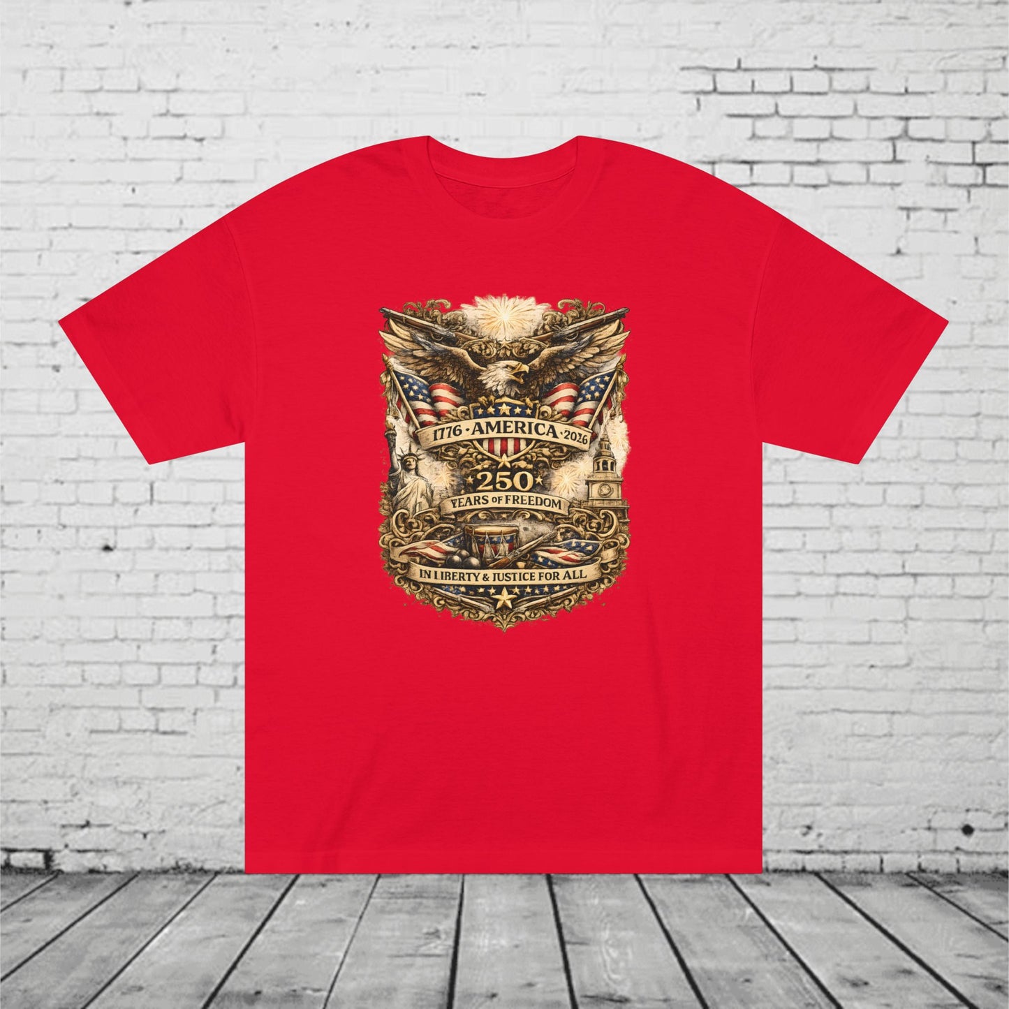 America 250 Years of Freedom Patriotic T-Shirt | 1776–2026 Eagle, Liberty & Justice Graphic Tee | Semiquincentennial Unisex Shirt