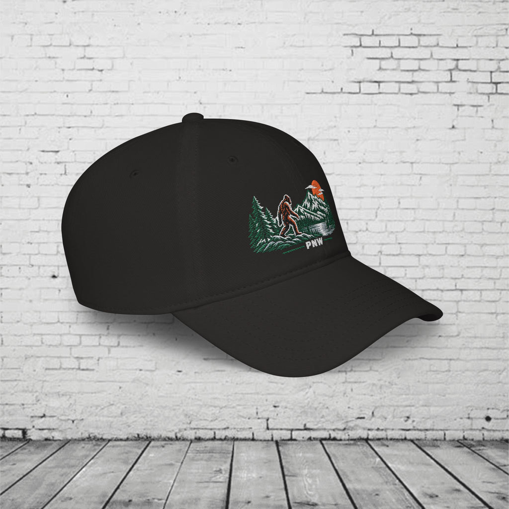PNW Sasquatch Embroidered Low Profile Cap – Pacific Northwest Bigfoot Mountain Hat