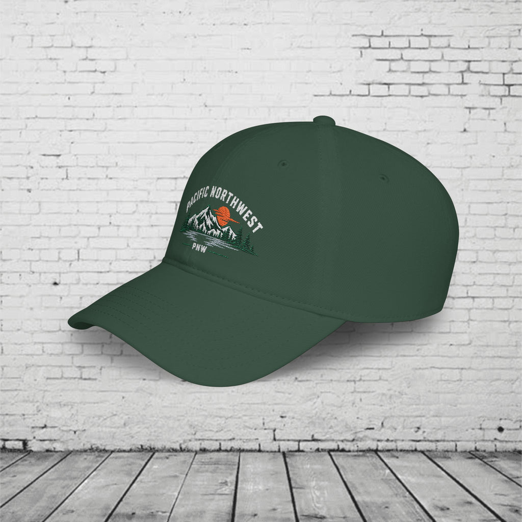 Pacific Northwest Embroidered Low Profile Cap – PNW Mountain & Evergreen Dad Hat