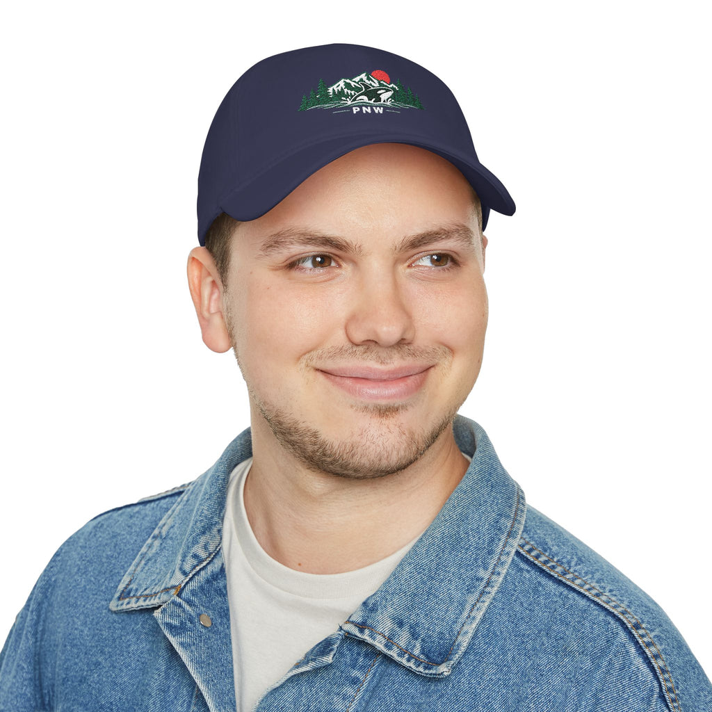 PNW Orca Embroidered Low Profile Cap – Pacific Northwest Mountain & Ocean Dad Hat