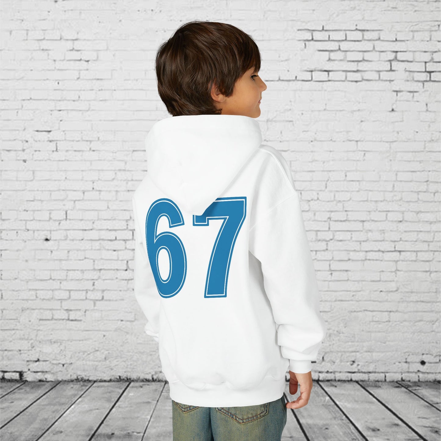 6 7 Kids Hoodie | Charlotte Hornets Blue Number Hoodie | Youth Sports Team Style Sweatshirt | Bold Blue 6 7 Hoodie for Boys & Girls