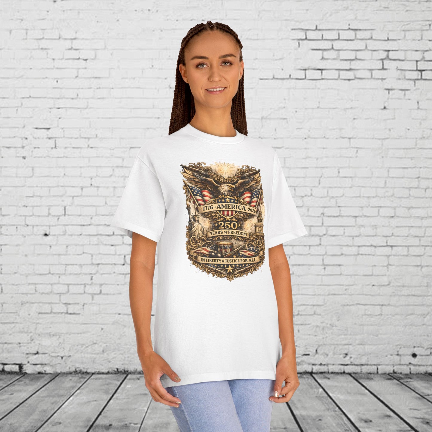 America 250 Years of Freedom Patriotic T-Shirt | 1776–2026 Eagle, Liberty & Justice Graphic Tee | Semiquincentennial Unisex Shirt