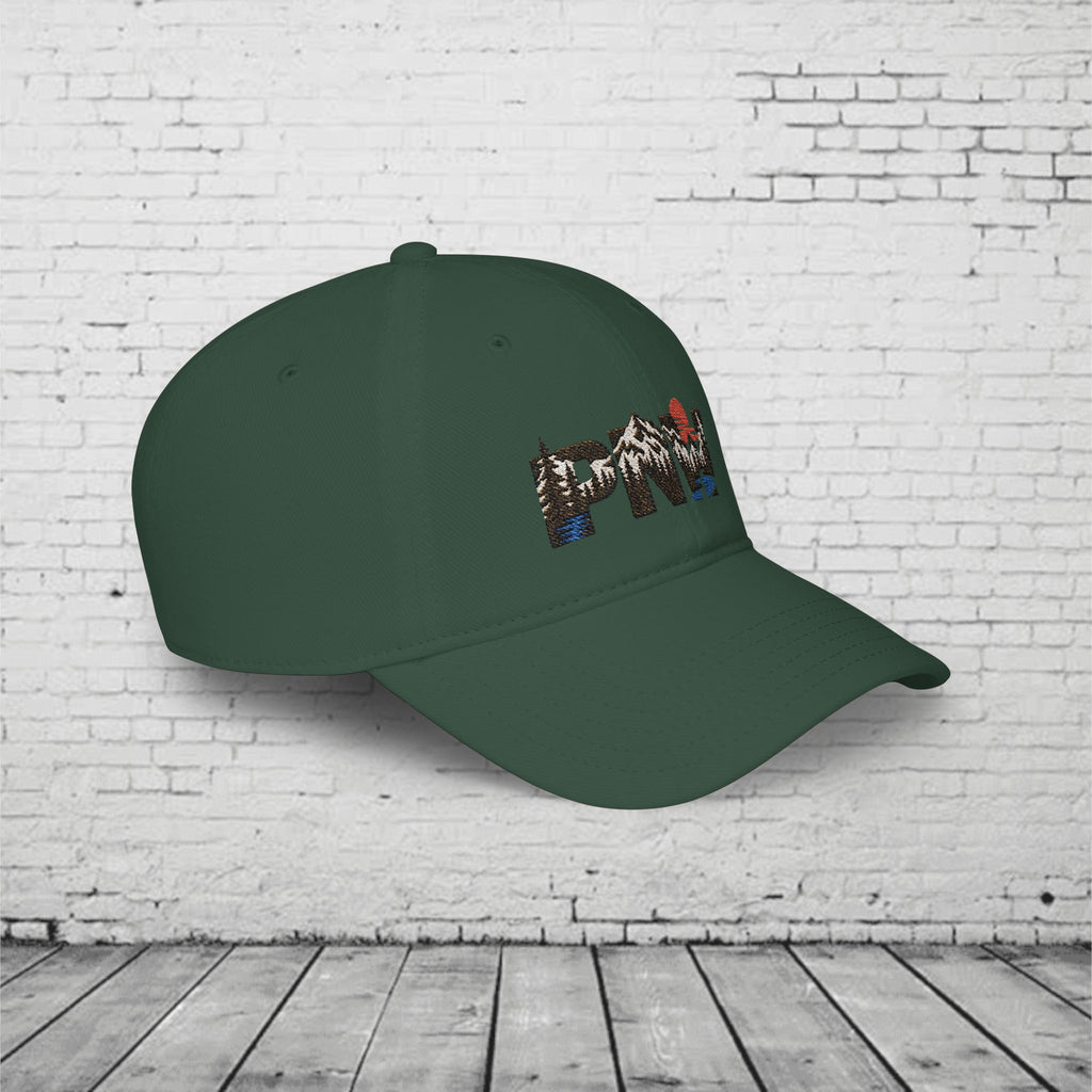 PNW Landscape Embroidered Low Profile Cap – Pacific Northwest Mountain Forest Dad Hat