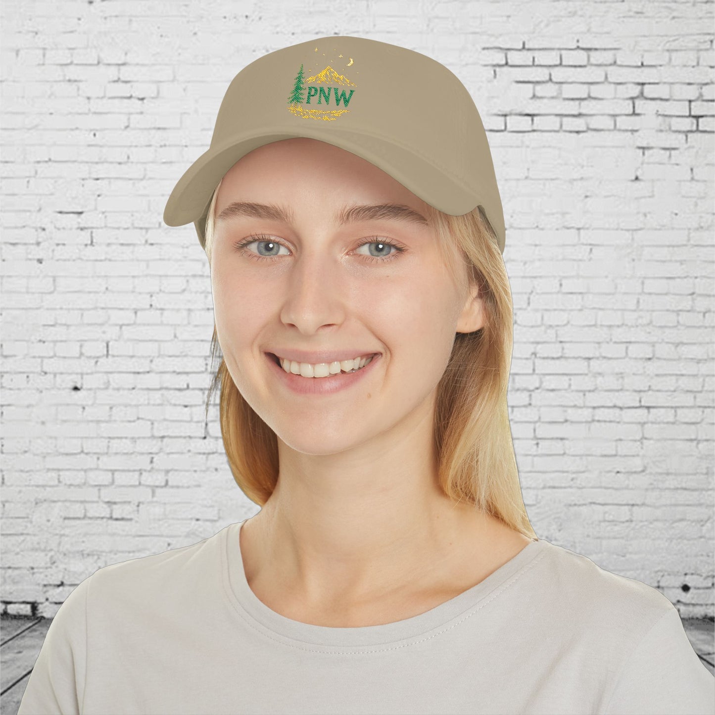 PNW Mountain & Pine Tree Baseball Cap | Pacific Northwest Outdoor Adventure Hat with Hidden Sasquatch