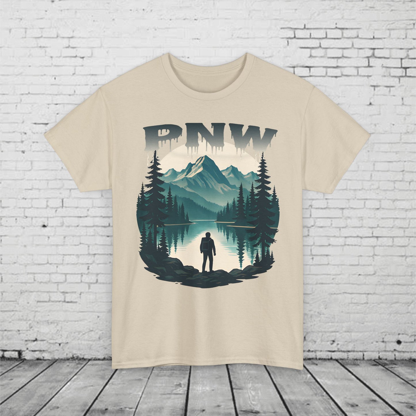 PNW Mountain Hiking Shirt, Pacific Northwest Nature Tee, Wilderness Adventure Graphic T-Shirt, Outdoors Landscape Unisex Top