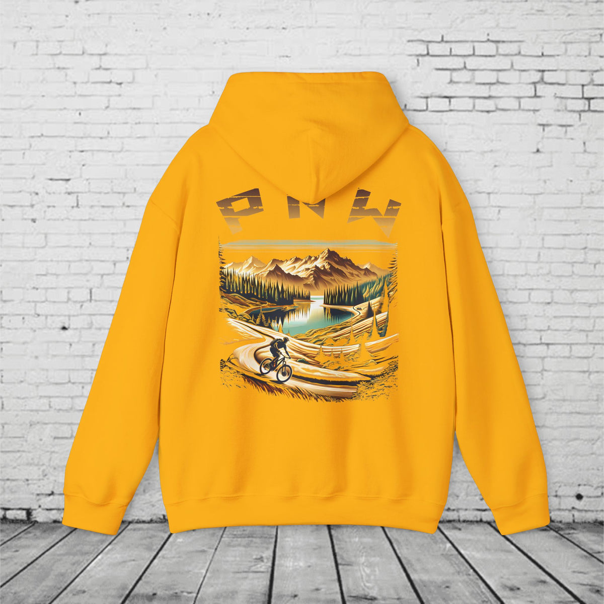 PNW Mountain Biking Hoodie – Retro Pacific Northwest MTB Adventure Sweatshirt