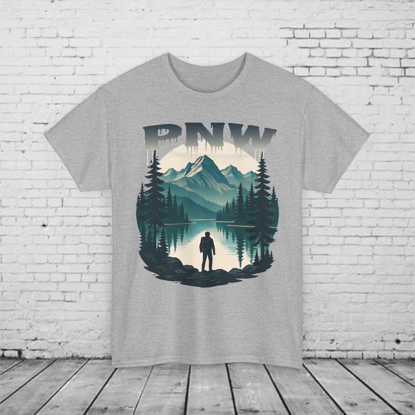PNW Mountain Hiking Shirt, Pacific Northwest Nature Tee, Wilderness Adventure Graphic T-Shirt, Outdoors Landscape Unisex Top