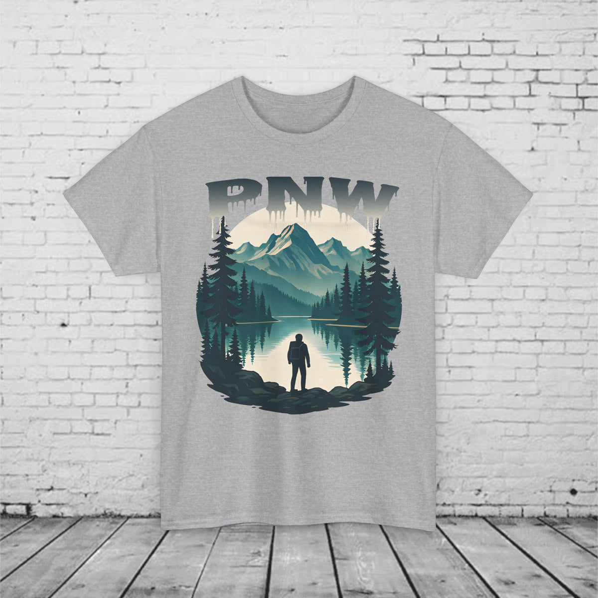 PNW Mountain Hiking Shirt, Pacific Northwest Nature Tee, Wilderness Adventure Graphic T-Shirt, Outdoors Landscape Unisex Top