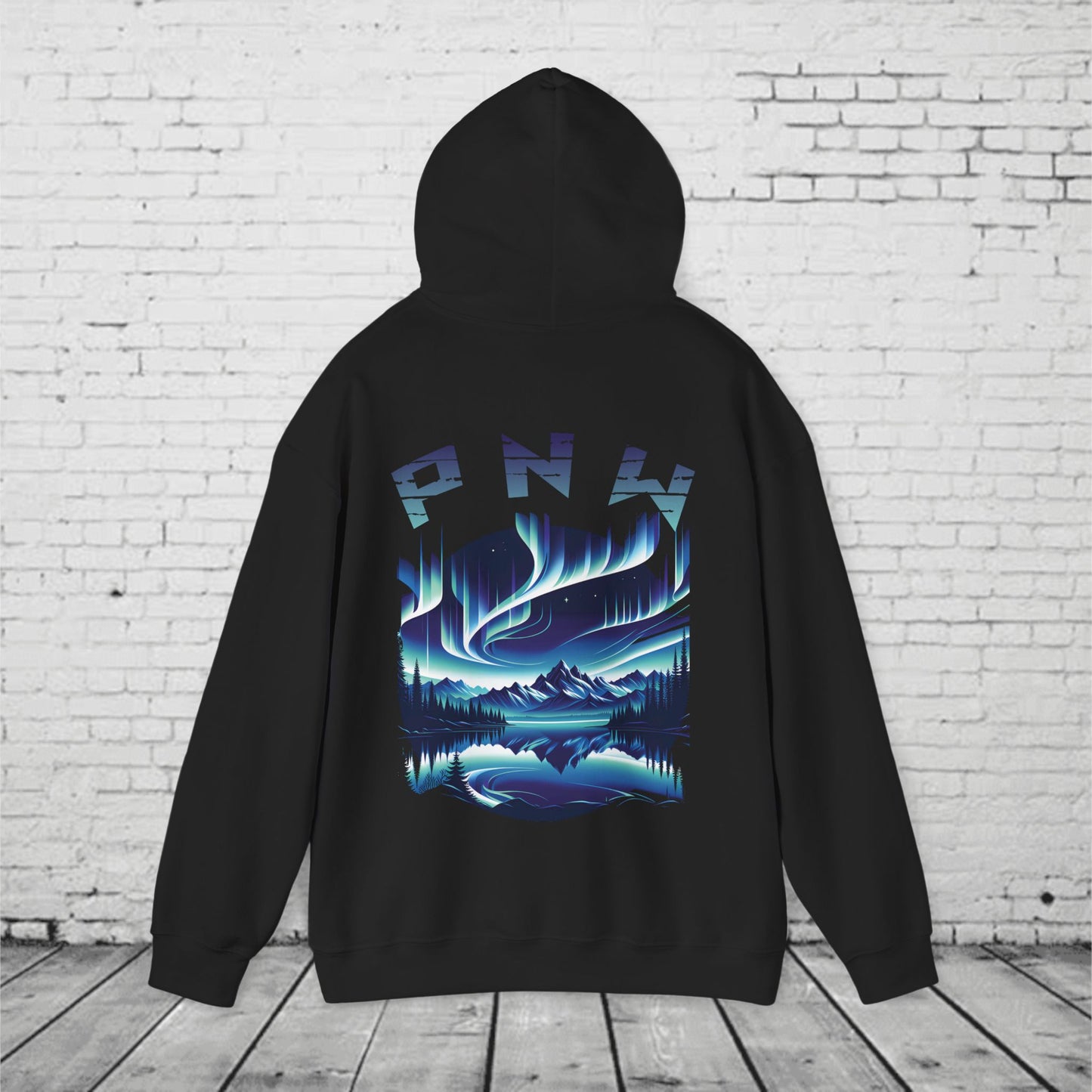 PNW Northern Lights Hoodie – Pacific Northwest Aurora Borealis Sweatshirt | Unisex Heavy Blend