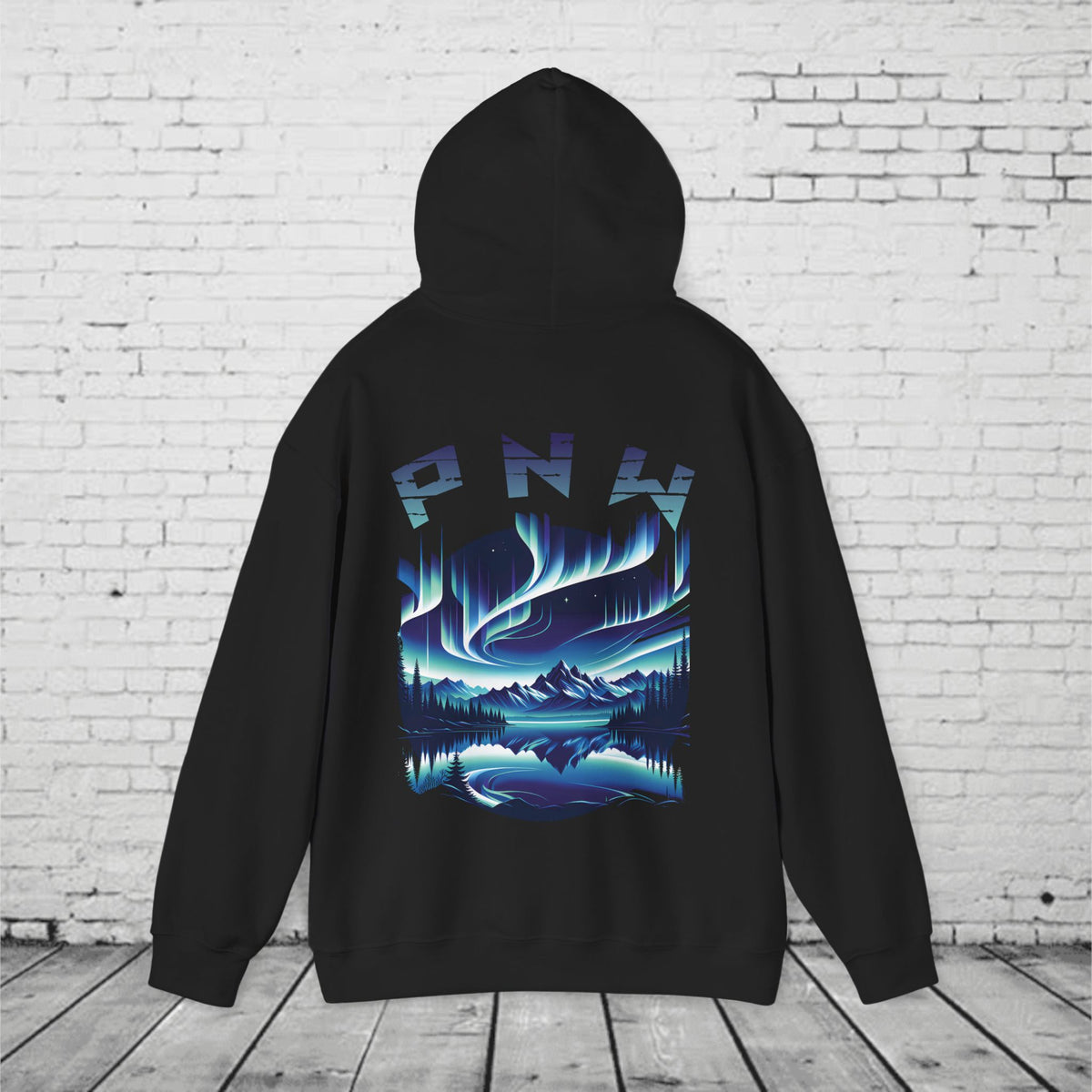 PNW Northern Lights Hoodie – Pacific Northwest Aurora Borealis Sweatshirt | Unisex Heavy Blend