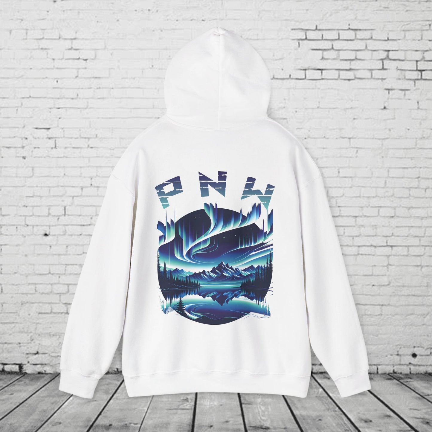 PNW Northern Lights Hoodie – Pacific Northwest Aurora Borealis Sweatshirt | Unisex Heavy Blend
