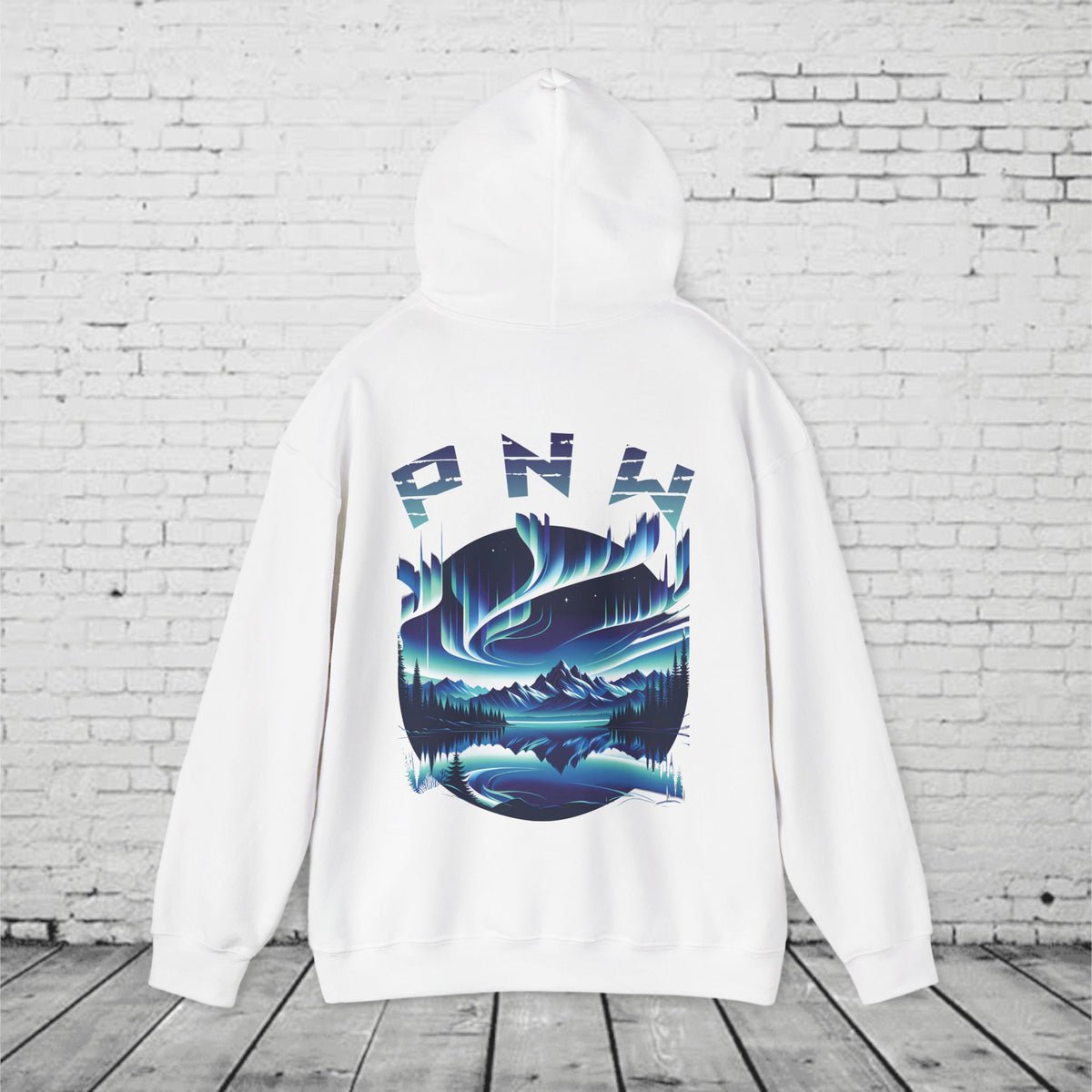 PNW Northern Lights Hoodie – Pacific Northwest Aurora Borealis Sweatshirt | Unisex Heavy Blend