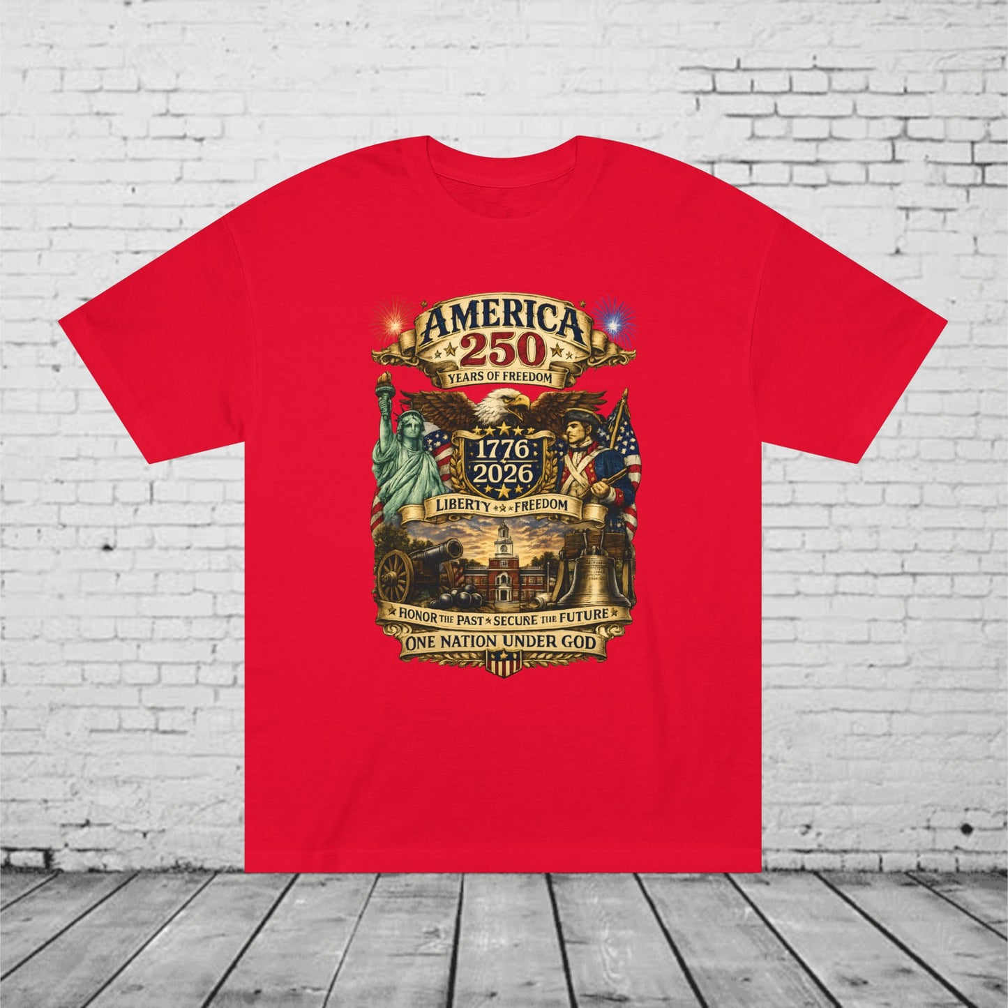 America 250 Patriotic T-Shirt | 1776–2026 Eagle, Revolutionary Soldier & Statue of Liberty Tee | One Nation Under God Semiquincentennial Unisex Shirt