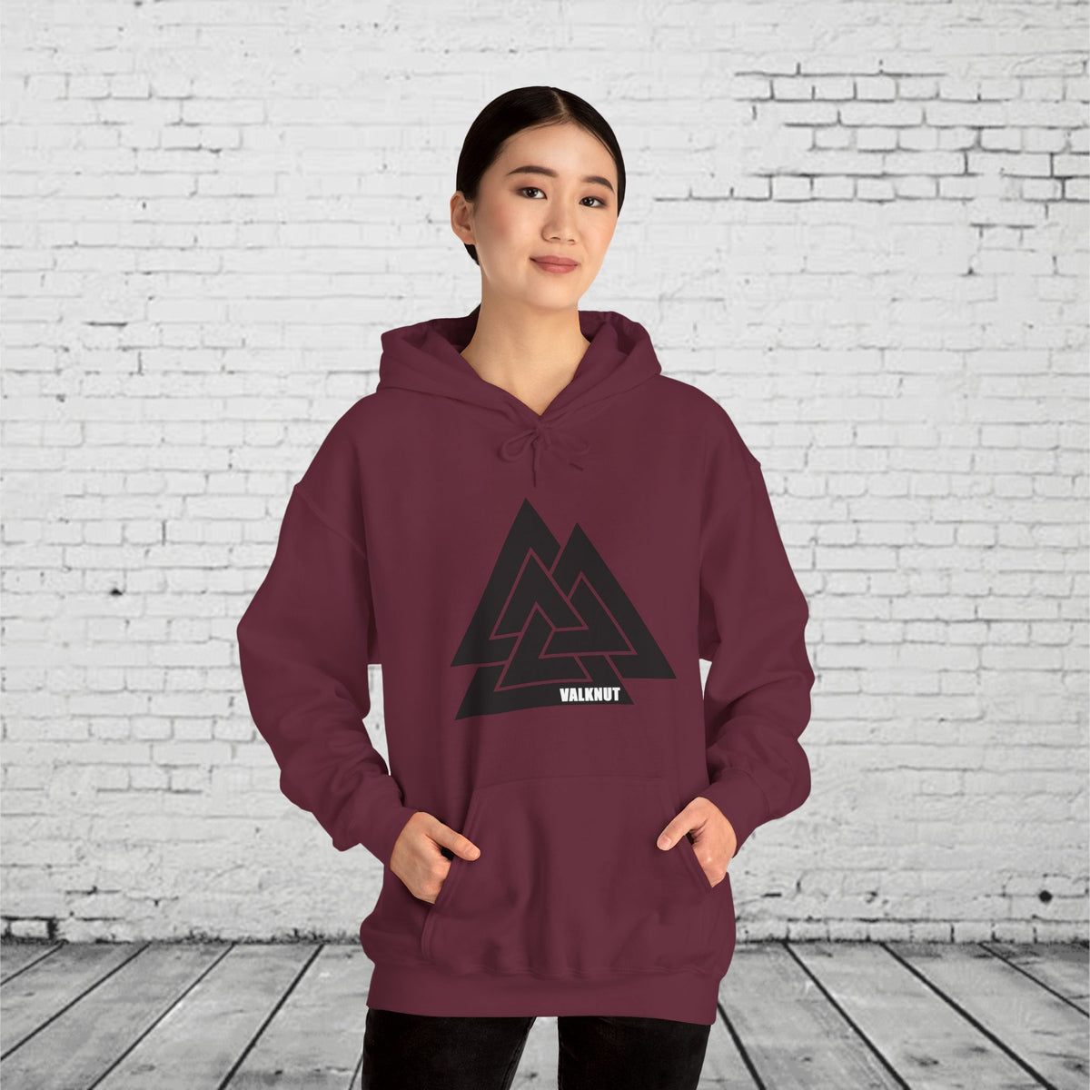 Valknut Symbol Hoodie | Norse Mythology Ancient Knot Design | Viking Rune Graphic Sweatshirt