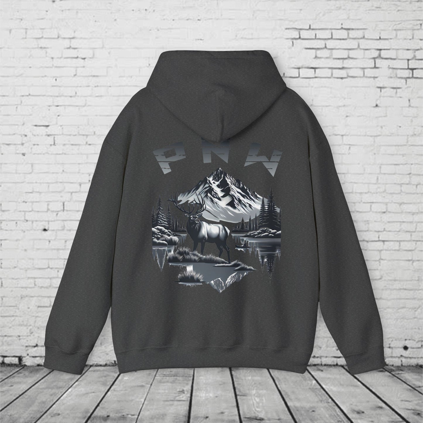 PNW Elk Hoodie – Pacific Northwest Mountain & Forest Wildlife Unisex Hooded Sweatshirt