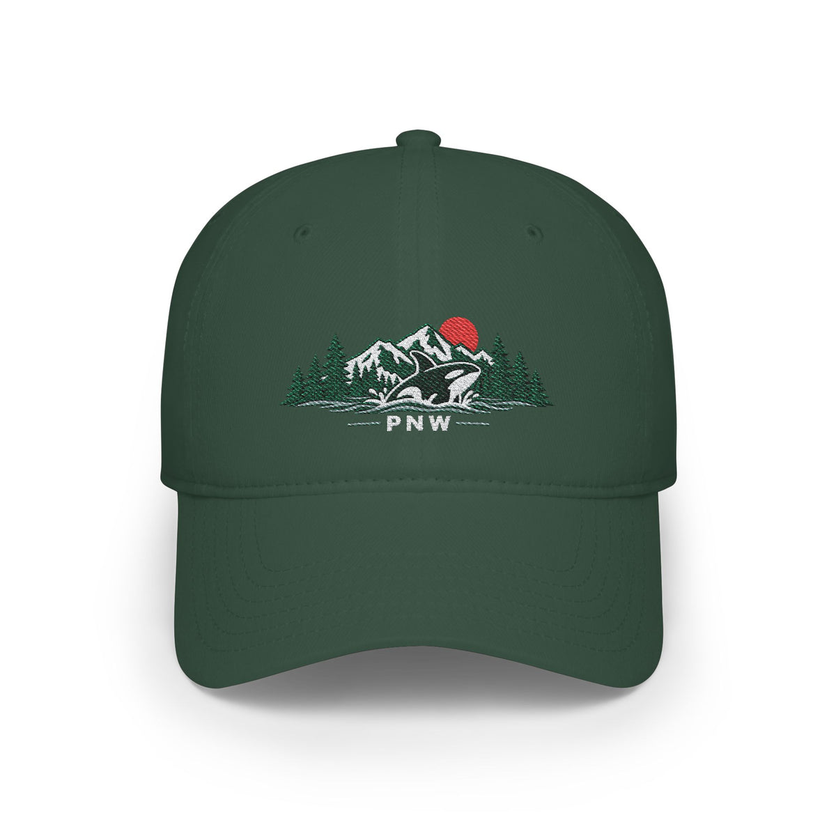 PNW Orca Embroidered Low Profile Cap – Pacific Northwest Mountain & Ocean Dad Hat