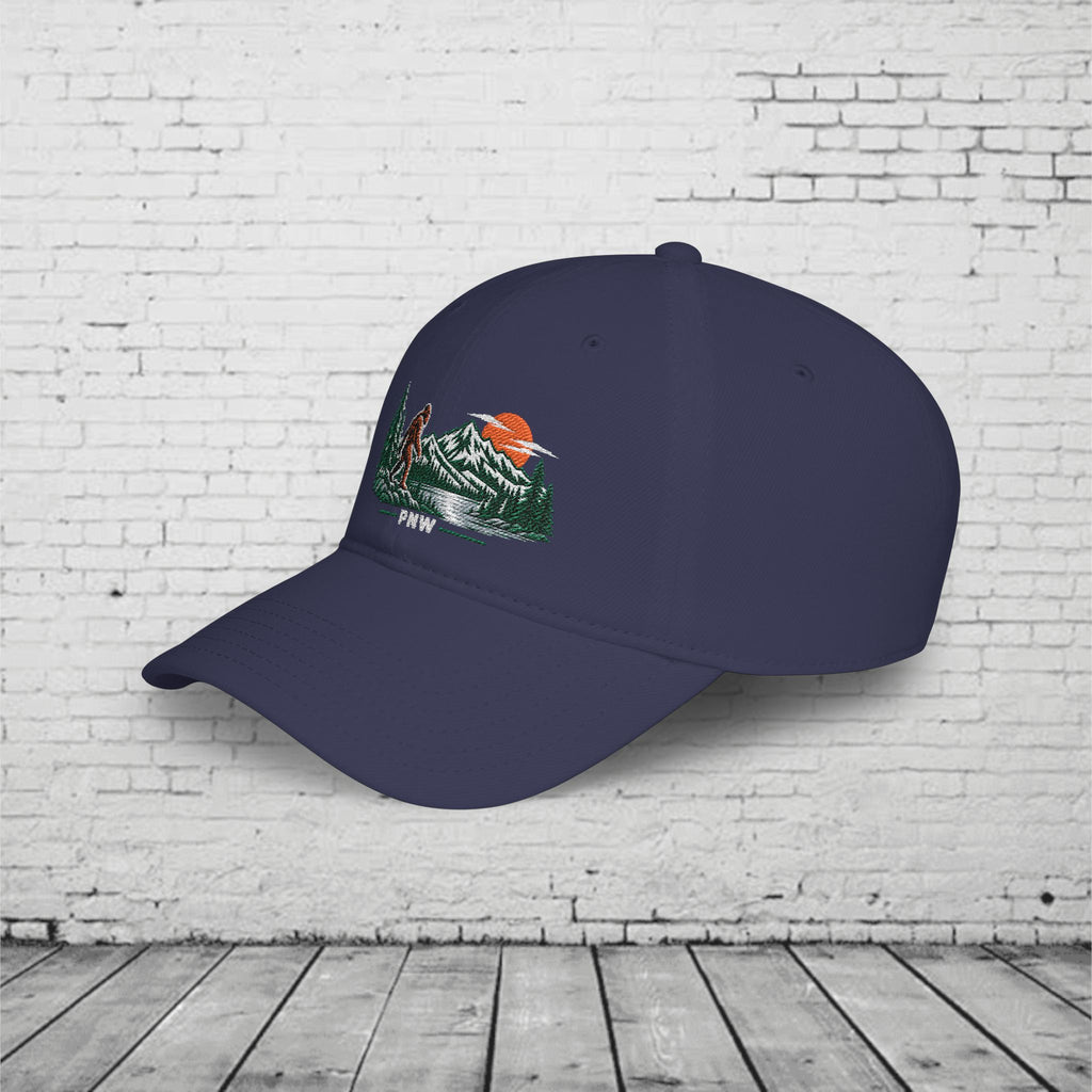 PNW Sasquatch Embroidered Low Profile Cap – Pacific Northwest Bigfoot Mountain Hat