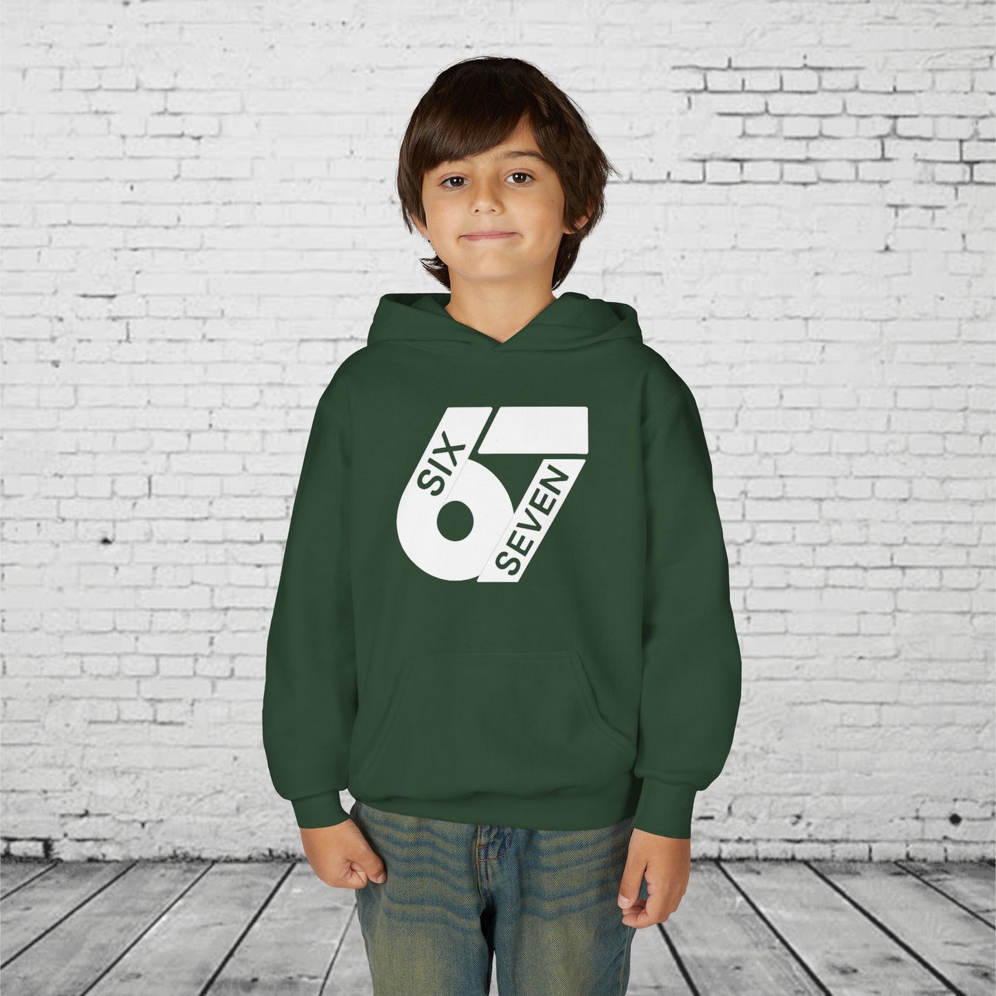 Kids 6 7 Hoodie | Modern Bold Number Graphic | SIX SEVEN Minimalist Hoodie for Boys Girls | Birthday Gift | Cool Number Shirt Style