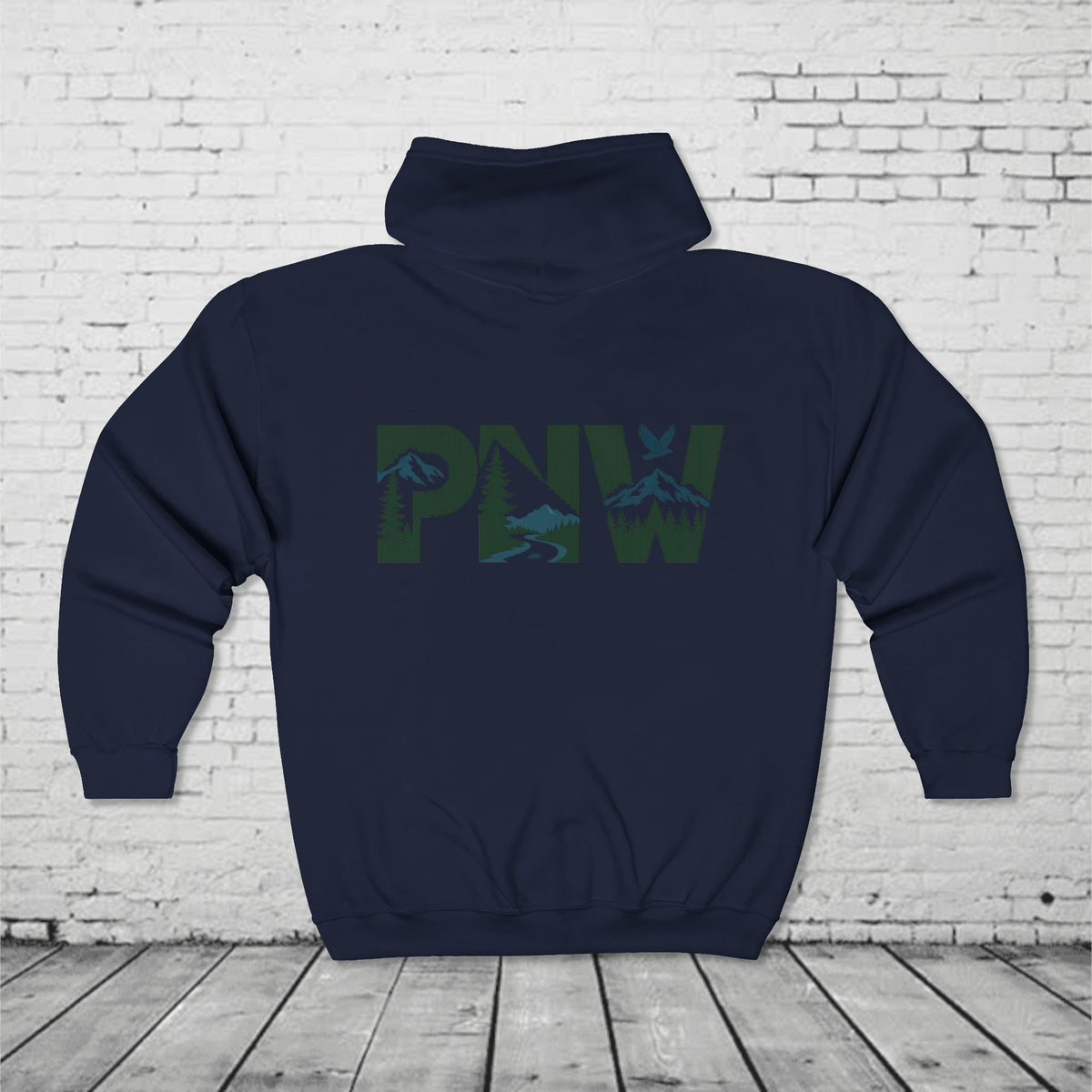 PNW Pacific Northwest Adventure Graphic Back Print Hoodie