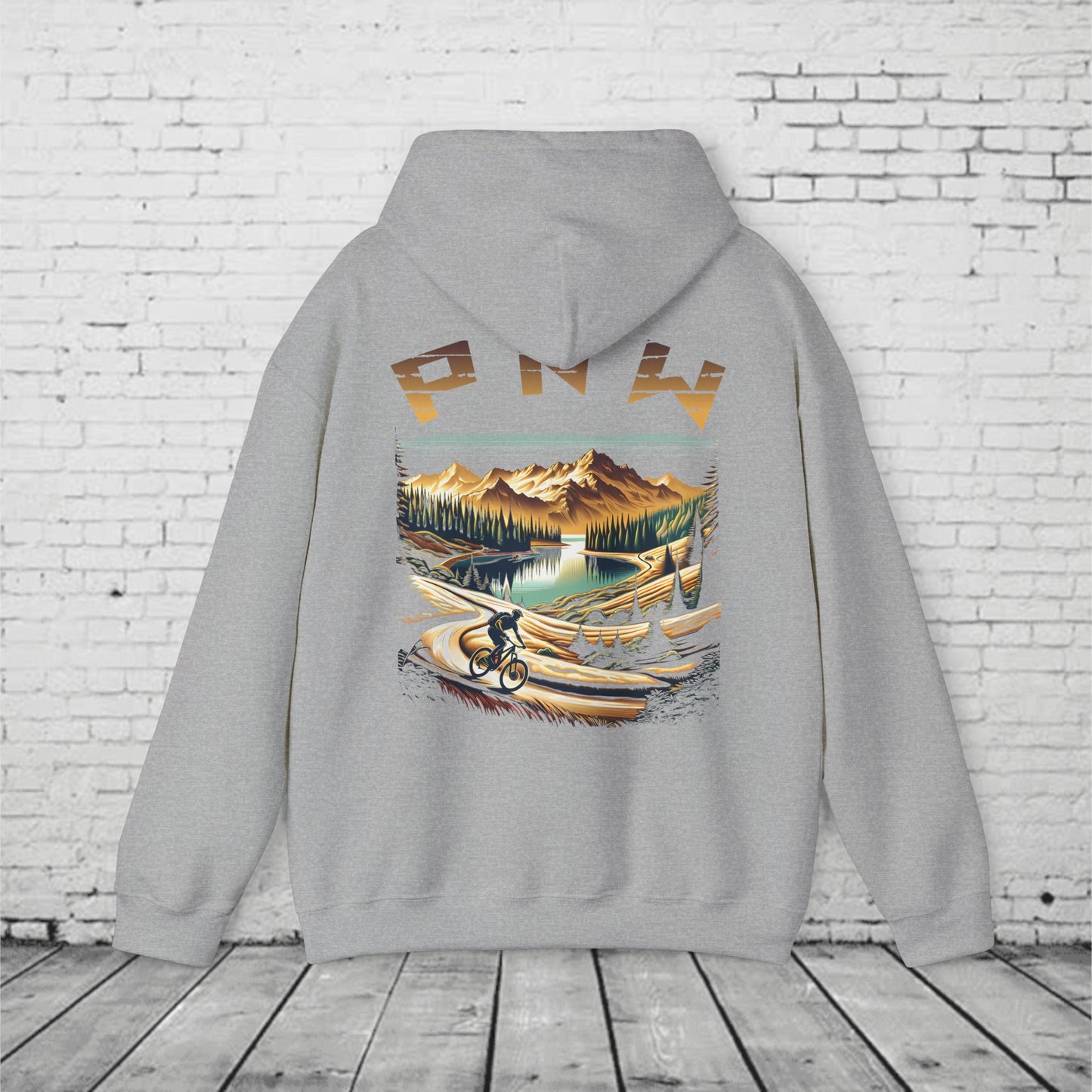 PNW Mountain Biking Hoodie – Retro Pacific Northwest MTB Adventure Sweatshirt