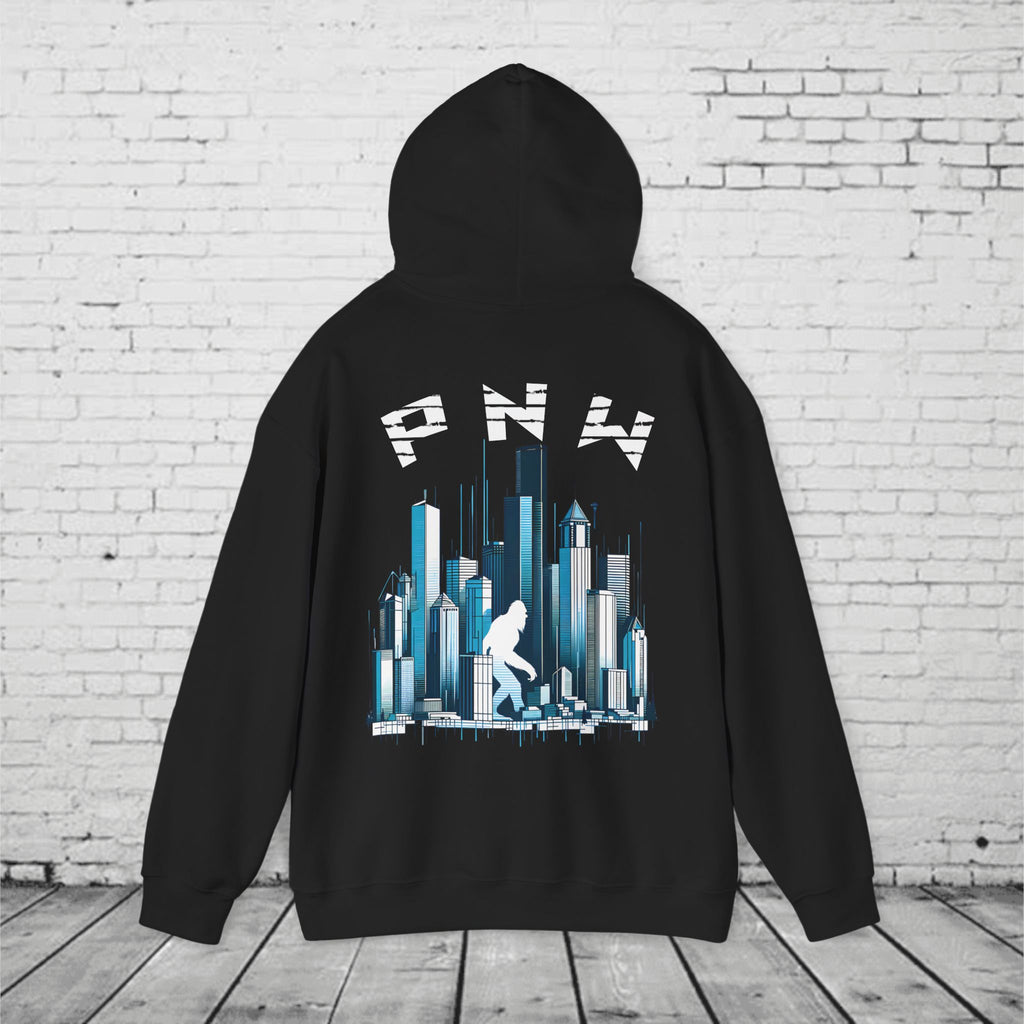 PNW Sasquatch Hoodie – Seattle Skyline Bigfoot Sweatshirt | Pacific Northwest Unisex Hooded Sweatshirt