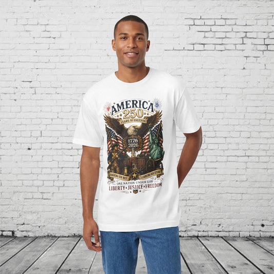 America 250 Patriotic T-Shirt | 1776–2026 Eagle, Liberty Bell & Statue of Liberty Graphic Tee | Semiquincentennial Unisex Shirt