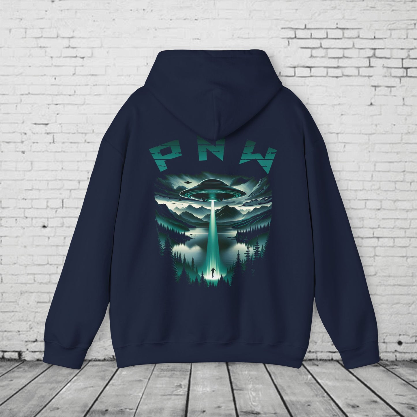 PNW Alien Abduction Hoodie – Retro UFO Pacific Northwest Sci-Fi Sweatshirt