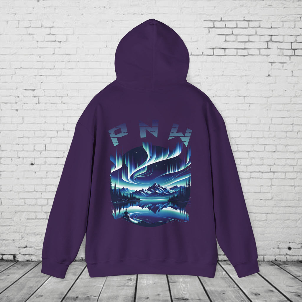 PNW Northern Lights Hoodie – Pacific Northwest Aurora Borealis Sweatshirt | Unisex Heavy Blend