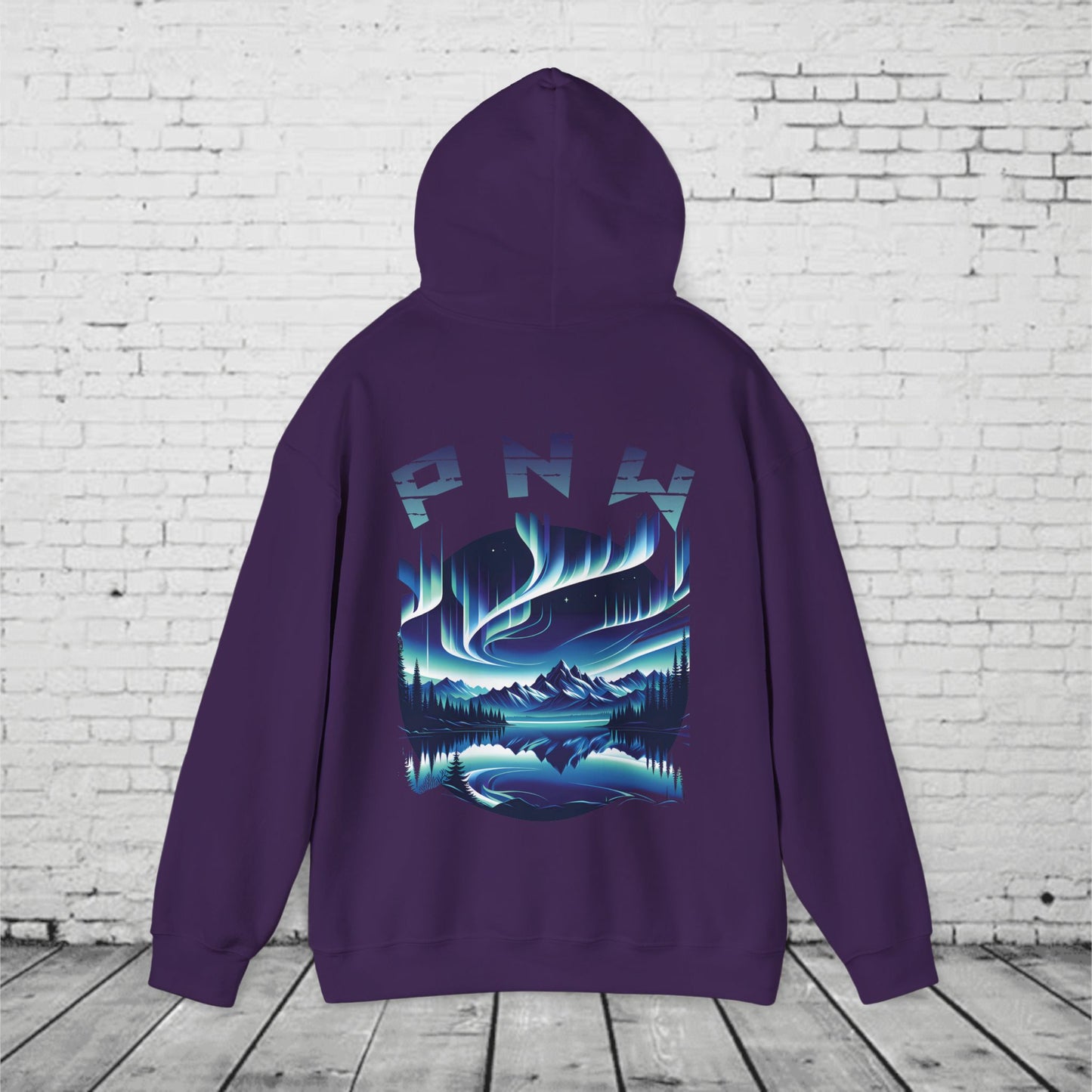 PNW Northern Lights Hoodie – Pacific Northwest Aurora Borealis Sweatshirt | Unisex Heavy Blend
