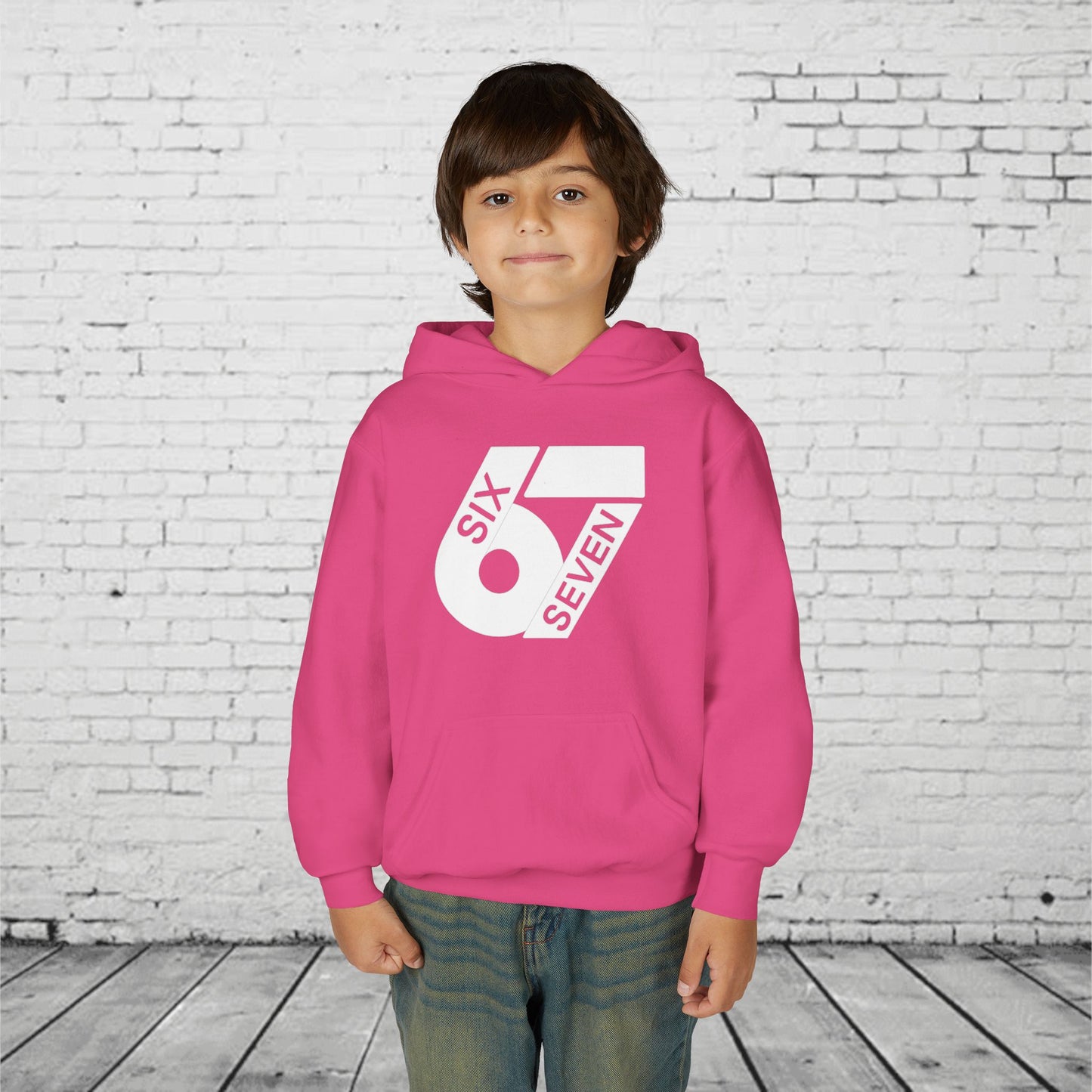 Kids 6 7 Hoodie | Modern Bold Number Graphic | SIX SEVEN Minimalist Hoodie for Boys Girls | Birthday Gift | Cool Number Shirt Style