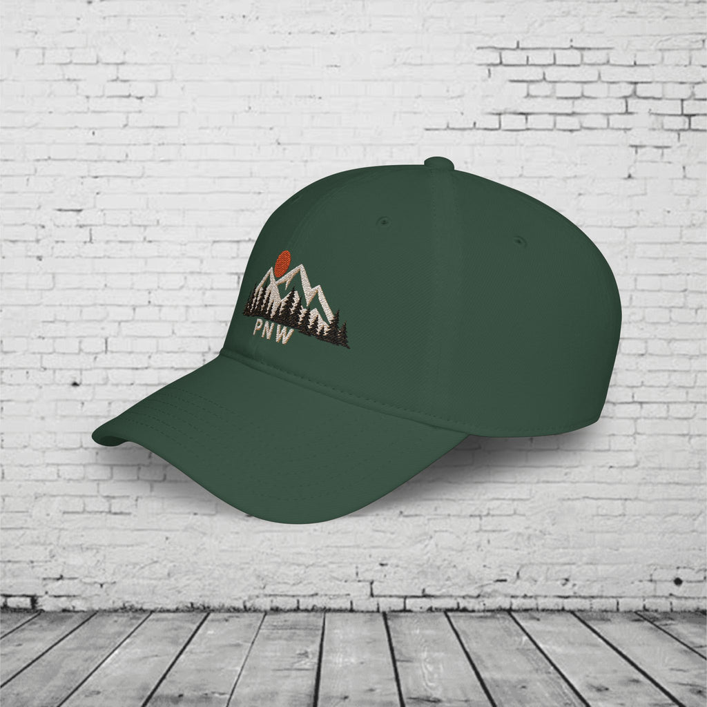 PNW Ridgeline Embroidered Low Profile Cap – Pacific Northwest Mountain & Evergreen Dad Hat