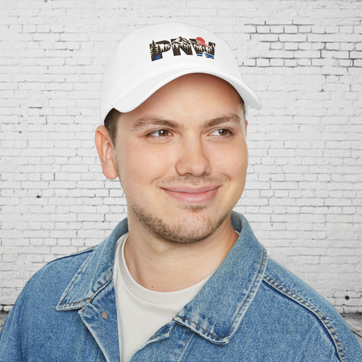 PNW Landscape Embroidered Low Profile Cap – Pacific Northwest Mountain Forest Dad Hat