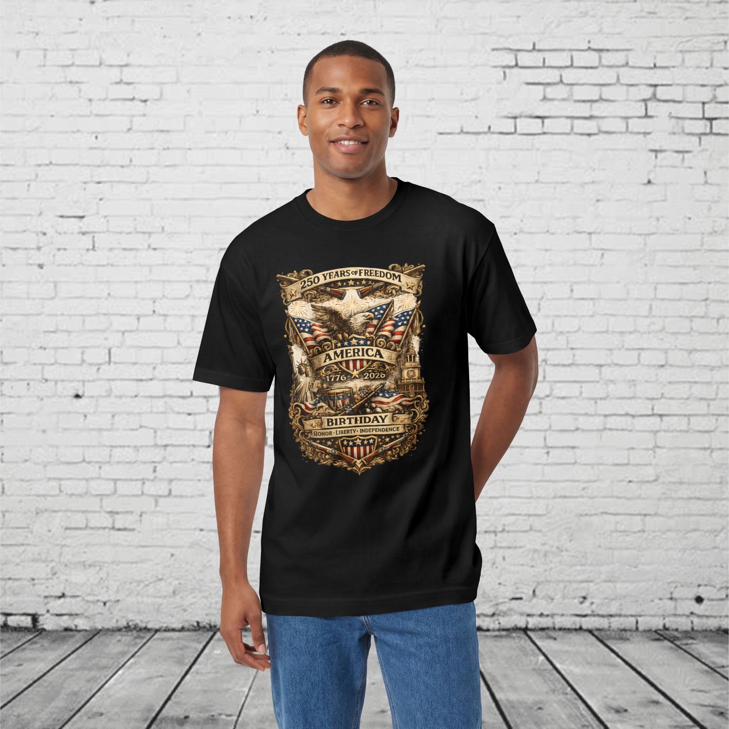 America 250 Birthday Patriotic T-Shirt | 1776–2026 Eagle, Liberty & Independence Graphic Tee | Semiquincentennial Unisex Shirt
