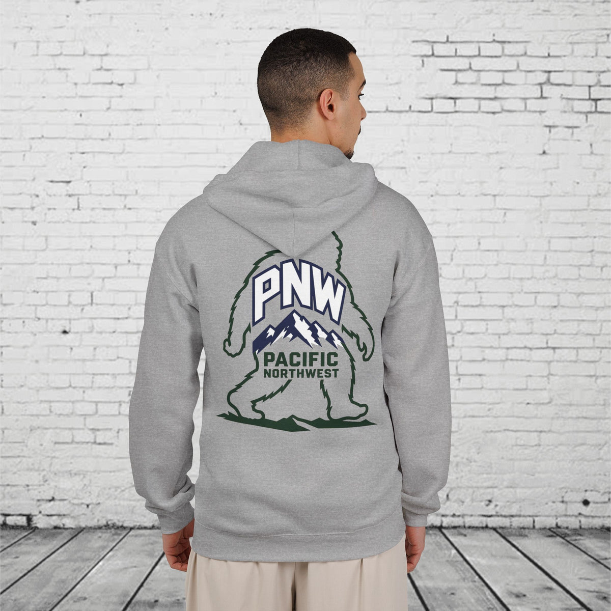 PNW Sasquatch Full Zip Hoodie – Pacific Northwest Bigfoot Mountain Graphic Sweatshirt