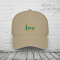 PNW Mountain & Pine Tree Baseball Cap | Pacific Northwest Outdoor Adventure Hat with Hidden Sasquatch