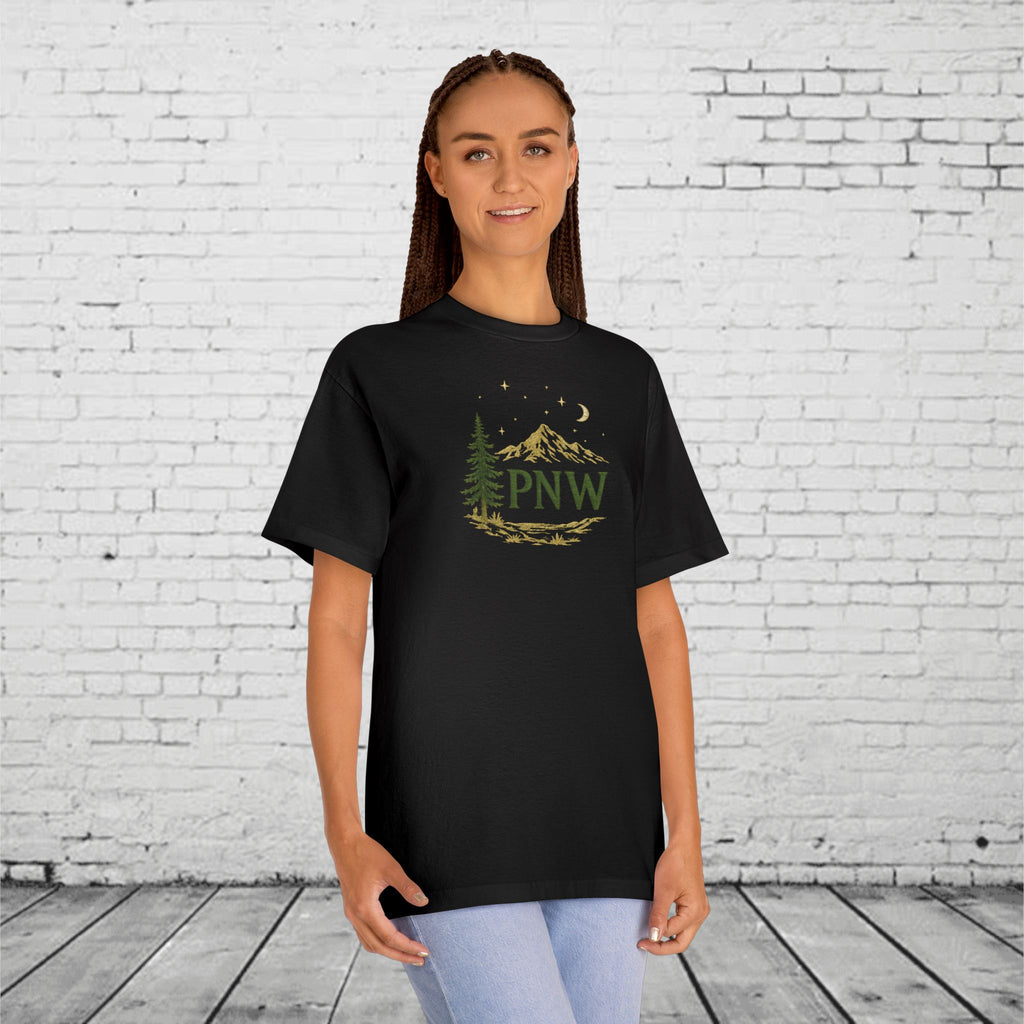 PNW Mountain & Pine Tree Tee | Pacific Northwest Sasquatch Adventure Shirt