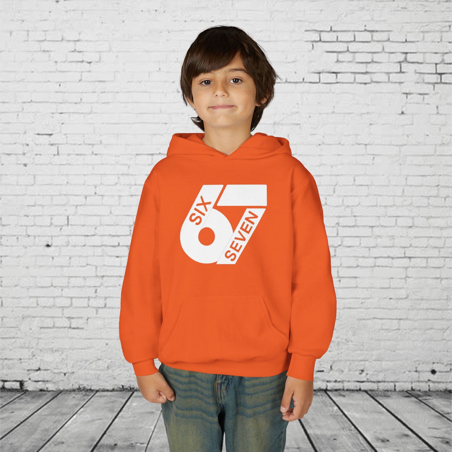 Kids 6 7 Hoodie | Modern Bold Number Graphic | SIX SEVEN Minimalist Hoodie for Boys Girls | Birthday Gift | Cool Number Shirt Style