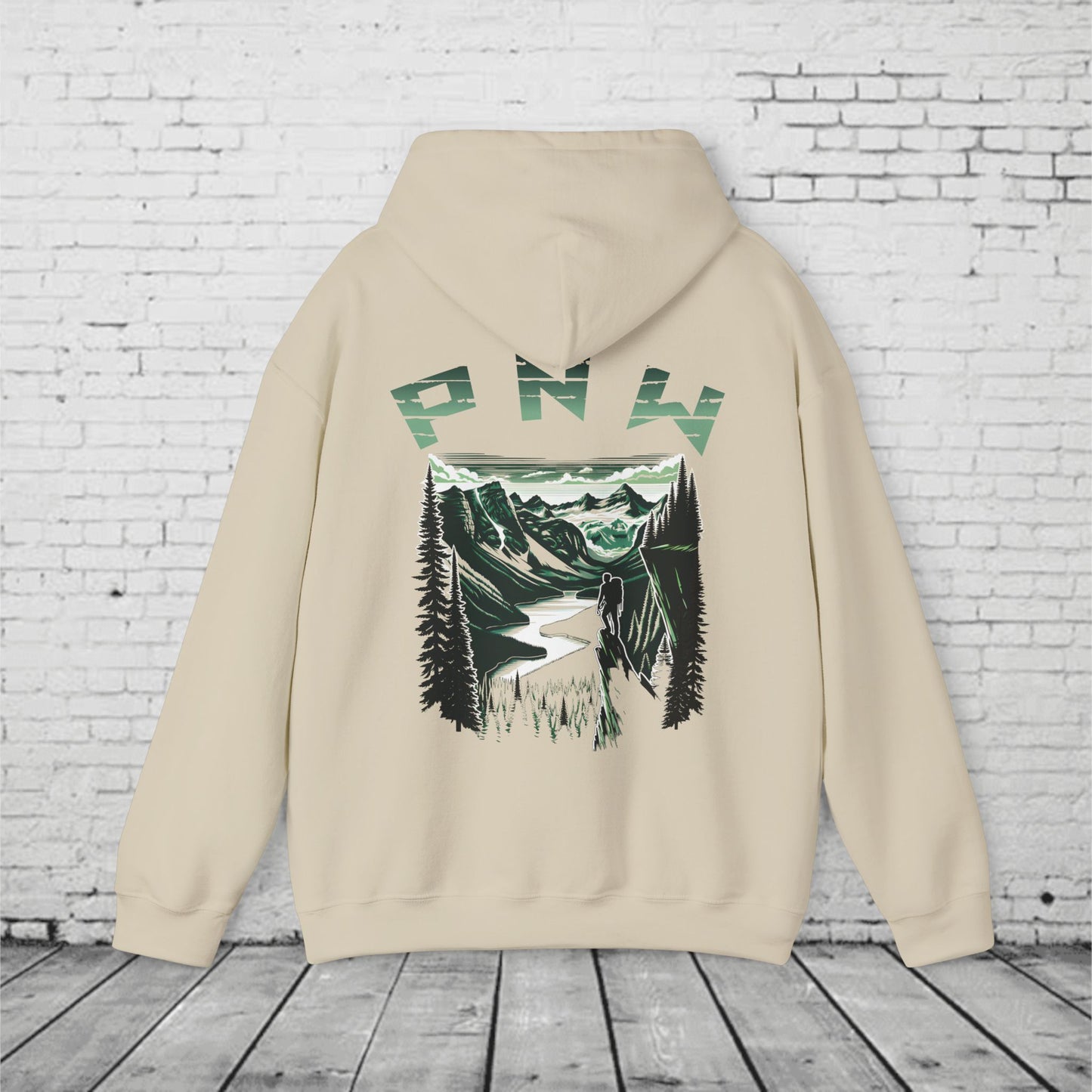 Pacific Northwest Adventure Hoodie – PNW Mountain Climber Graphic Hooded Sweatshirt