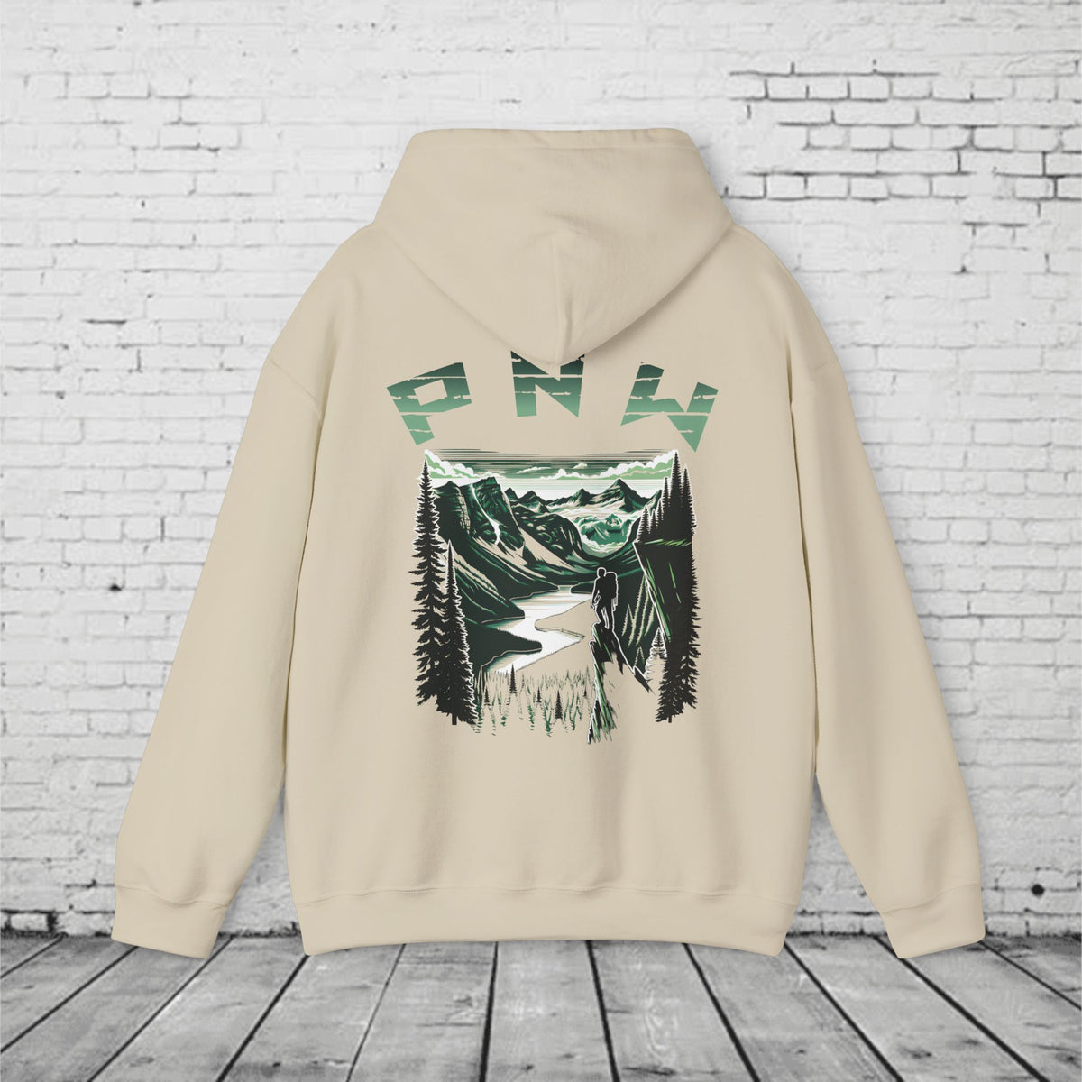 Pacific Northwest Adventure Hoodie – PNW Mountain Climber Graphic Hooded Sweatshirt