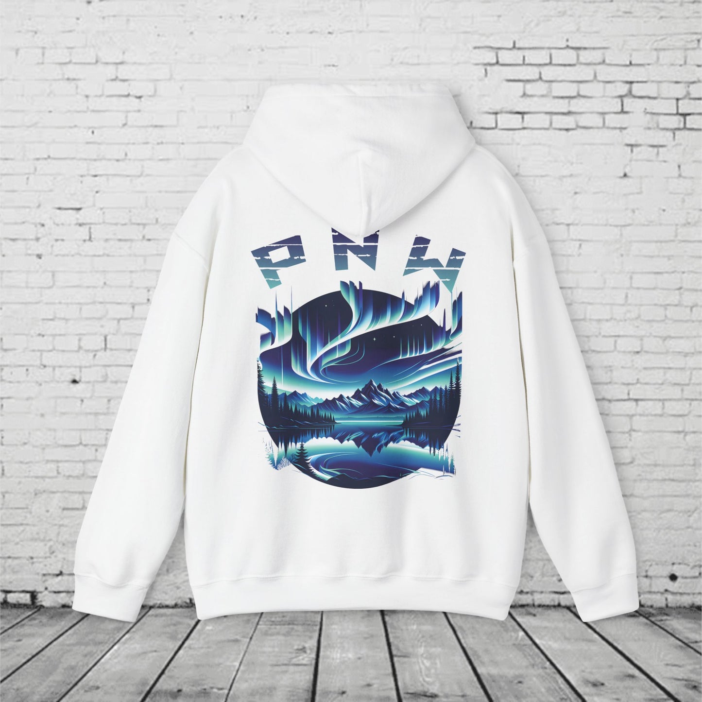 PNW Northern Lights Hoodie – Pacific Northwest Aurora Borealis Sweatshirt | Unisex Heavy Blend