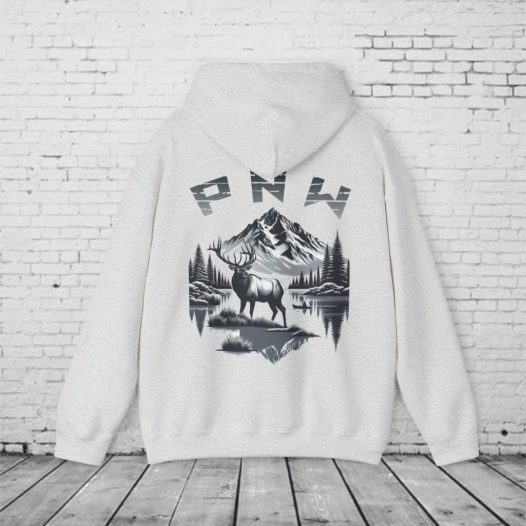 PNW Elk Hoodie – Pacific Northwest Mountain & Forest Wildlife Unisex Hooded Sweatshirt