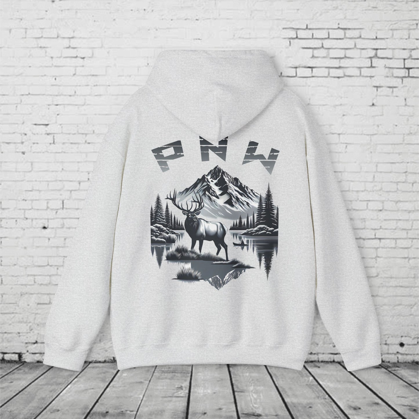 PNW Elk Hoodie – Pacific Northwest Mountain & Forest Wildlife Unisex Hooded Sweatshirt