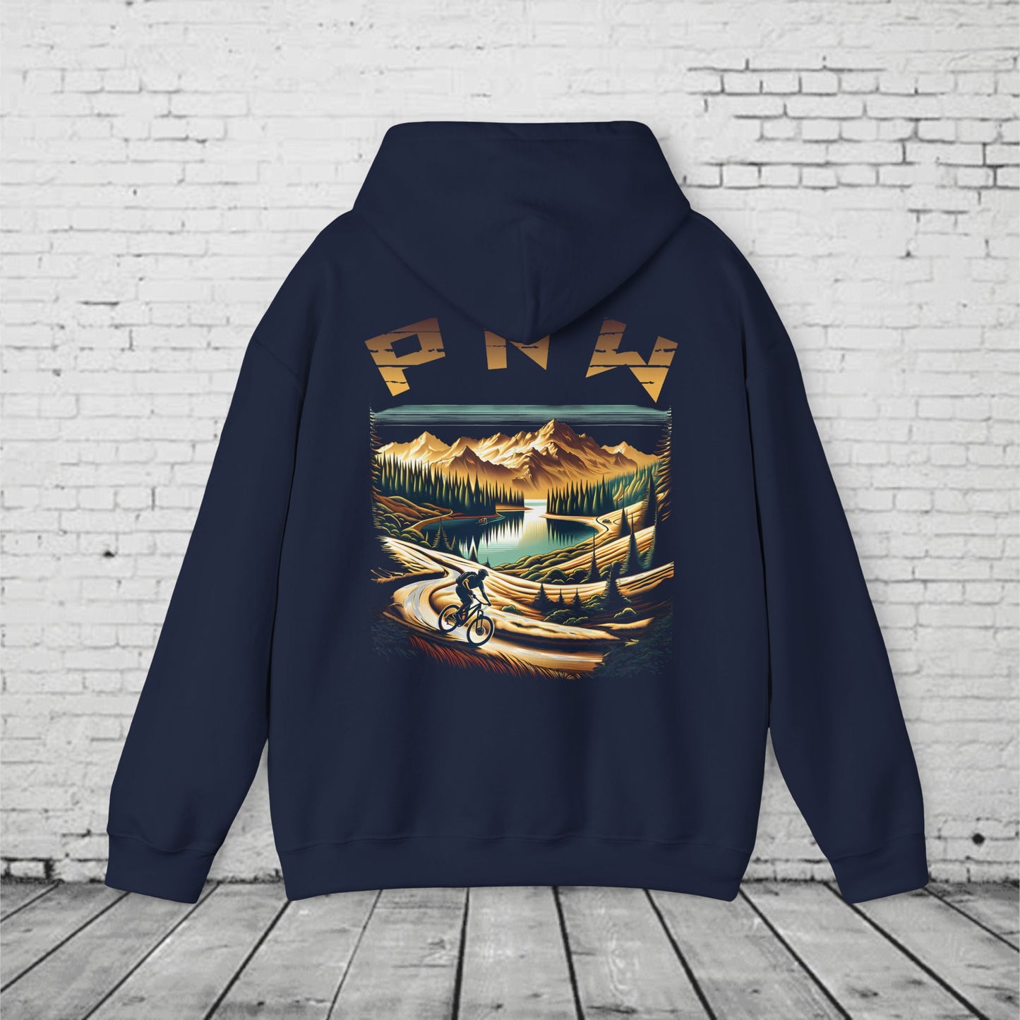 PNW Mountain Biking Hoodie – Retro Pacific Northwest MTB Adventure Sweatshirt