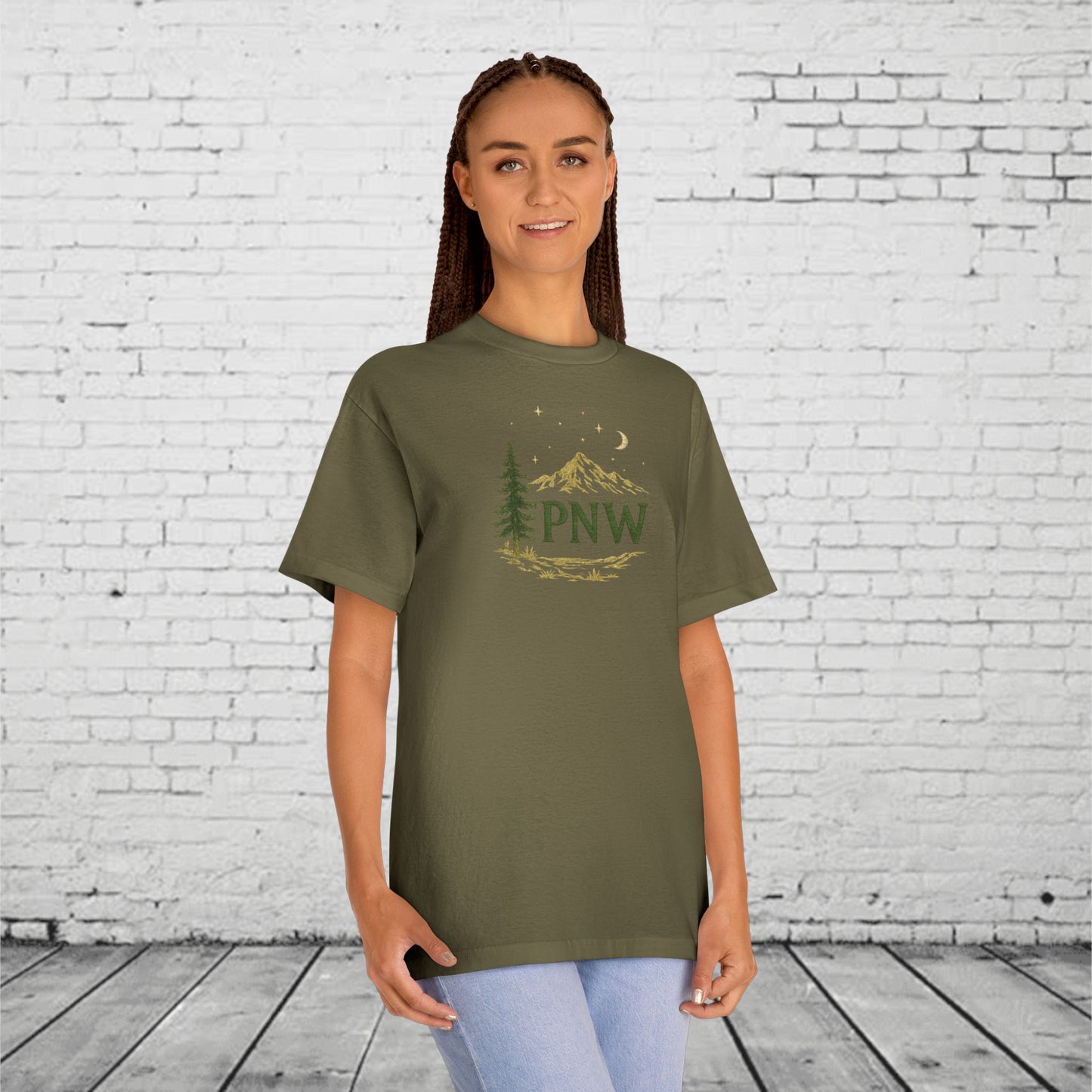 PNW Mountain & Pine Tree Tee | Pacific Northwest Sasquatch Adventure Shirt