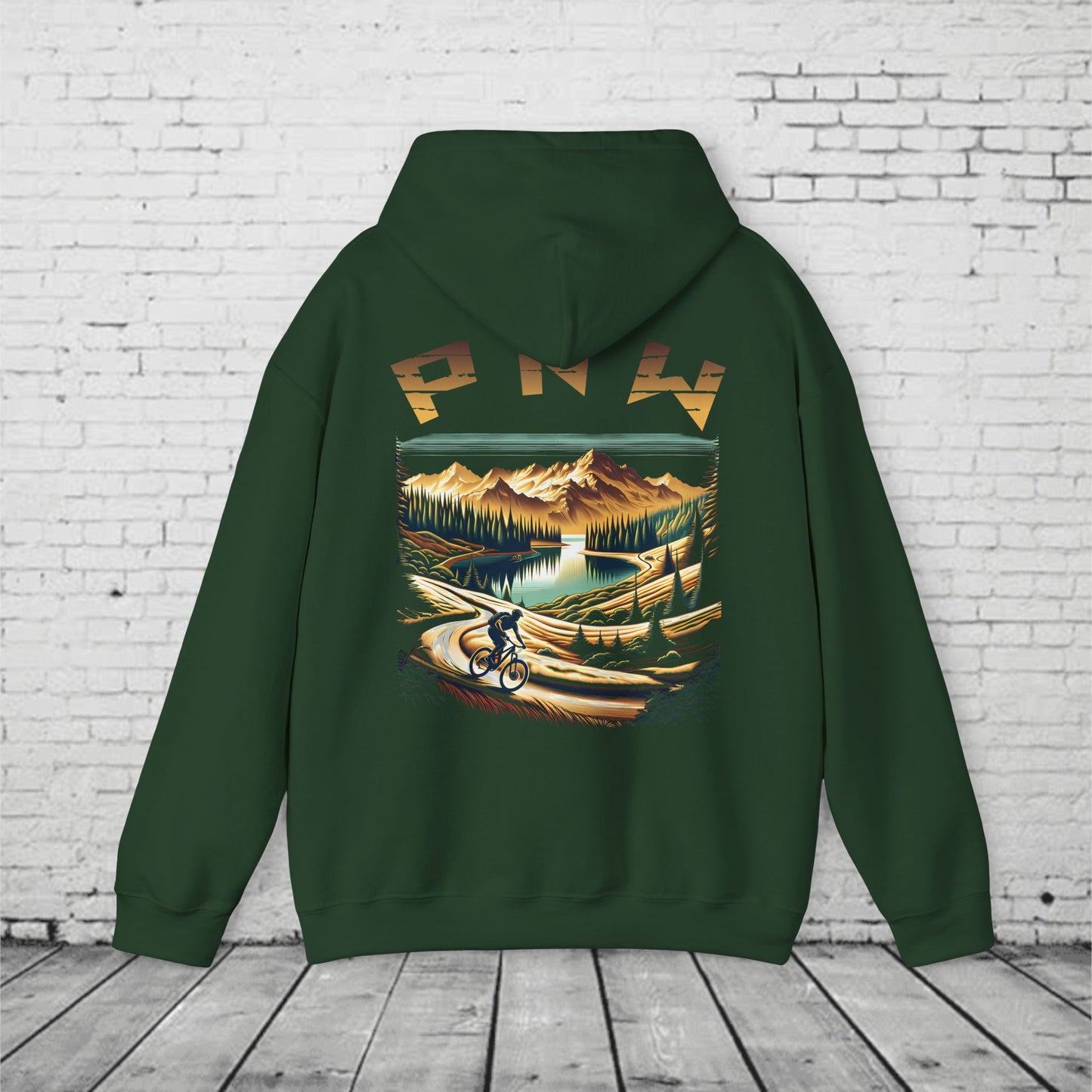 PNW Mountain Biking Hoodie – Retro Pacific Northwest MTB Adventure Sweatshirt