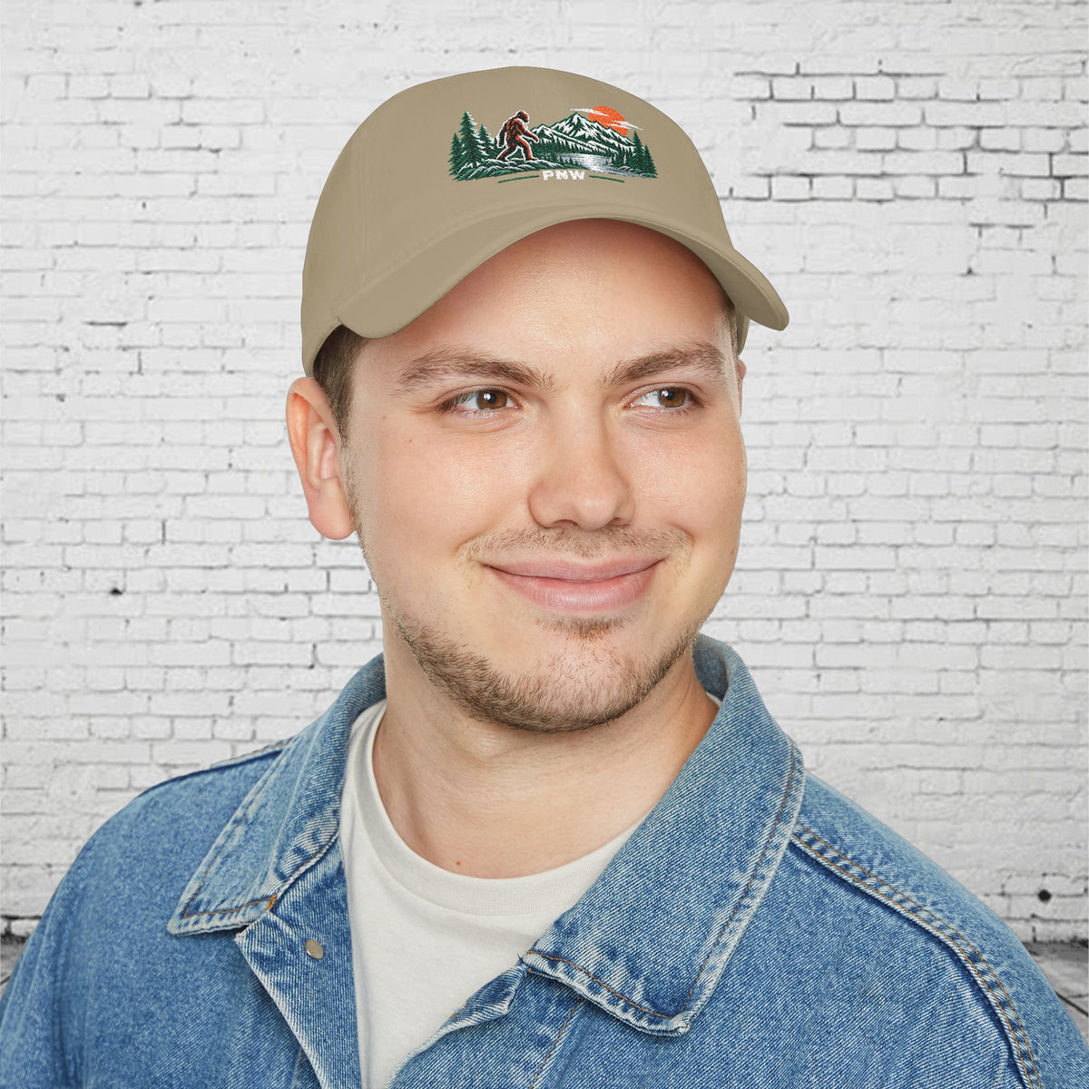 PNW Sasquatch Embroidered Low Profile Cap – Pacific Northwest Bigfoot Mountain Hat