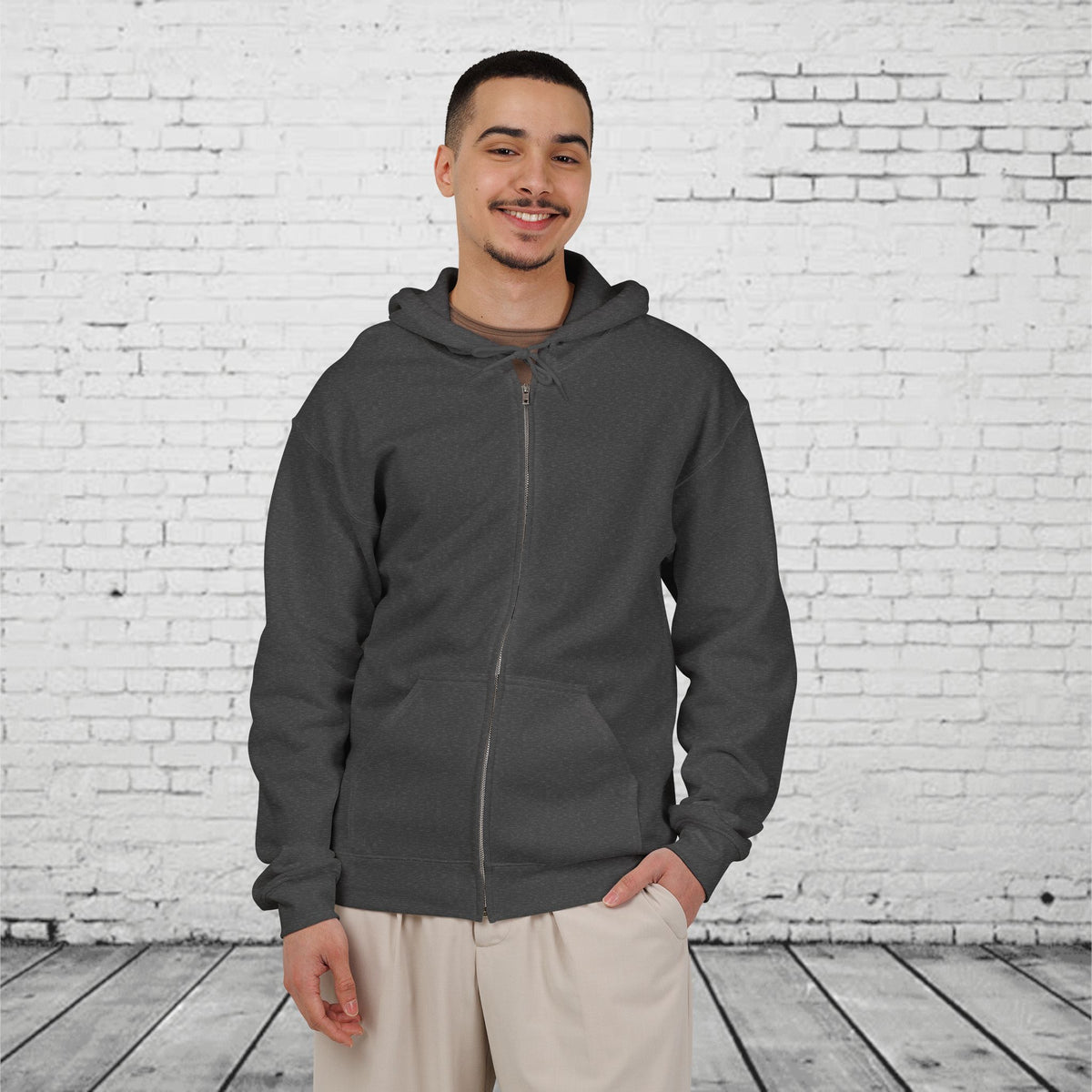 Pacific Northwest Wilderness Full-Zip Hoodie – PNW Mountain Elk Forest Back Graphic