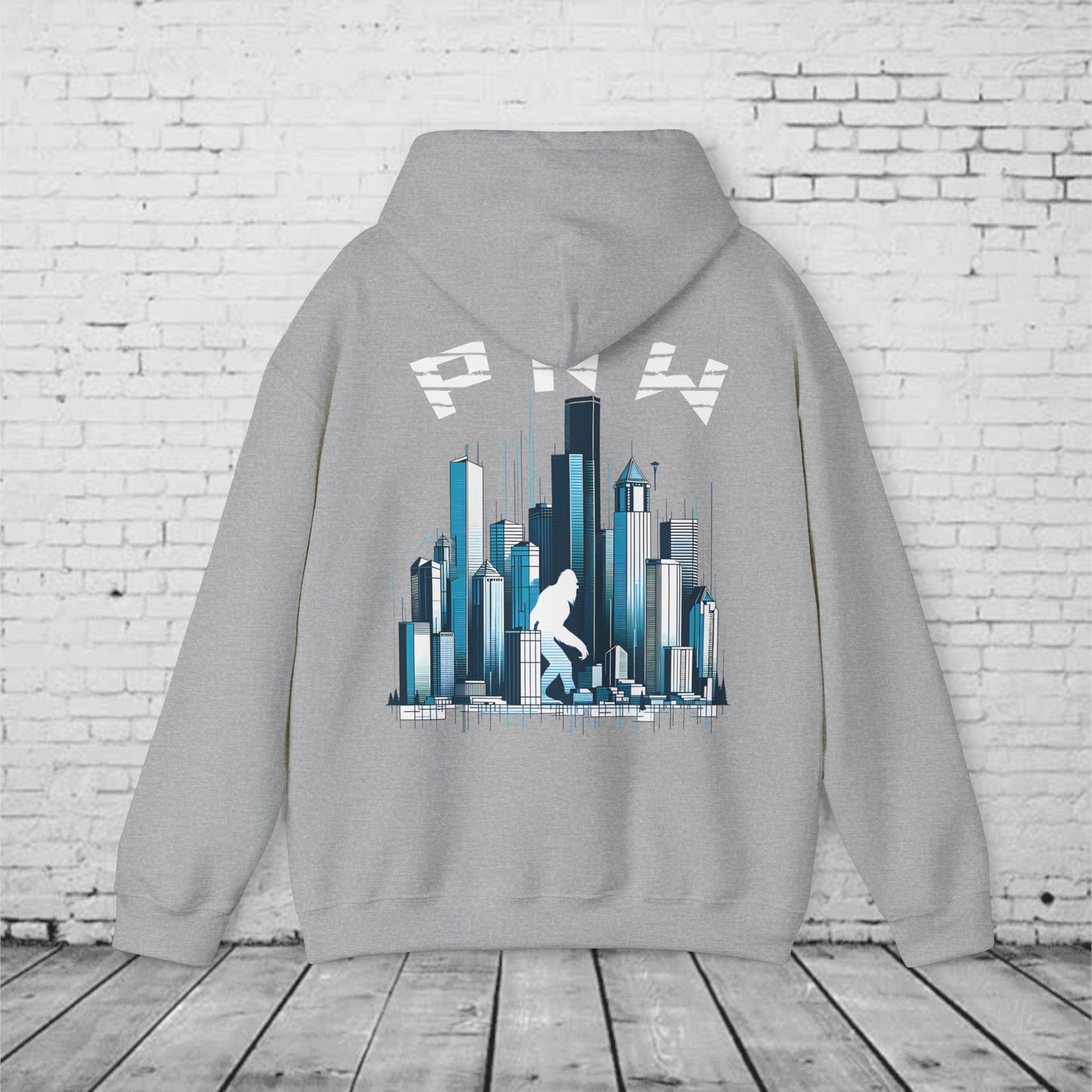 PNW Sasquatch Hoodie – Seattle Skyline Bigfoot Sweatshirt | Pacific Northwest Unisex Hooded Sweatshirt