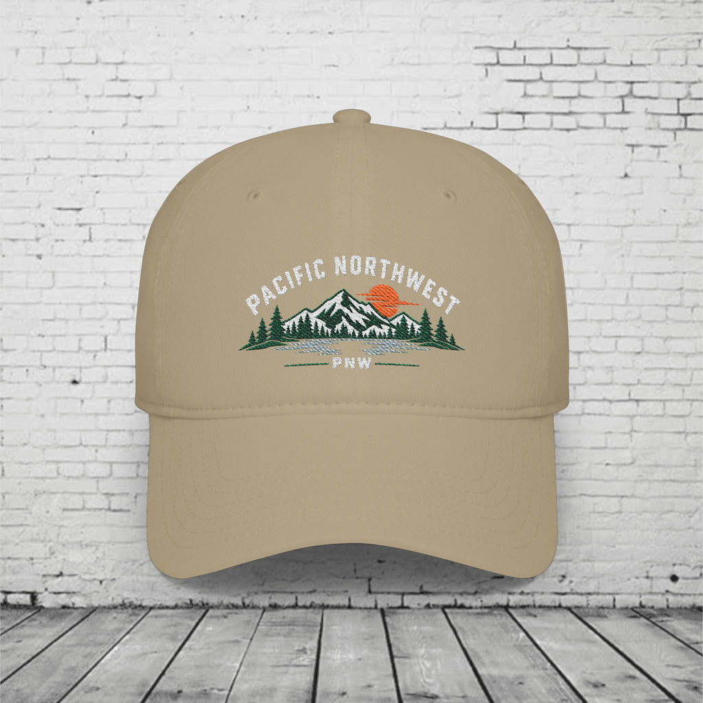 Pacific Northwest Embroidered Low Profile Cap – PNW Mountain & Evergreen Dad Hat