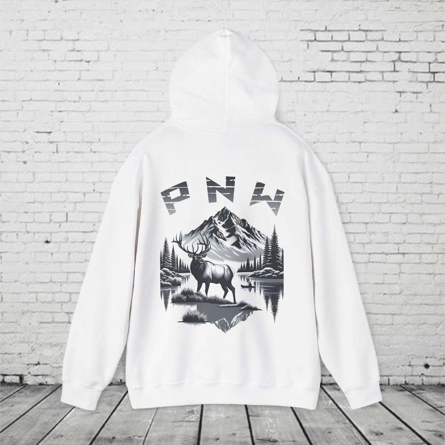 PNW Elk Hoodie – Pacific Northwest Mountain & Forest Wildlife Unisex Hooded Sweatshirt